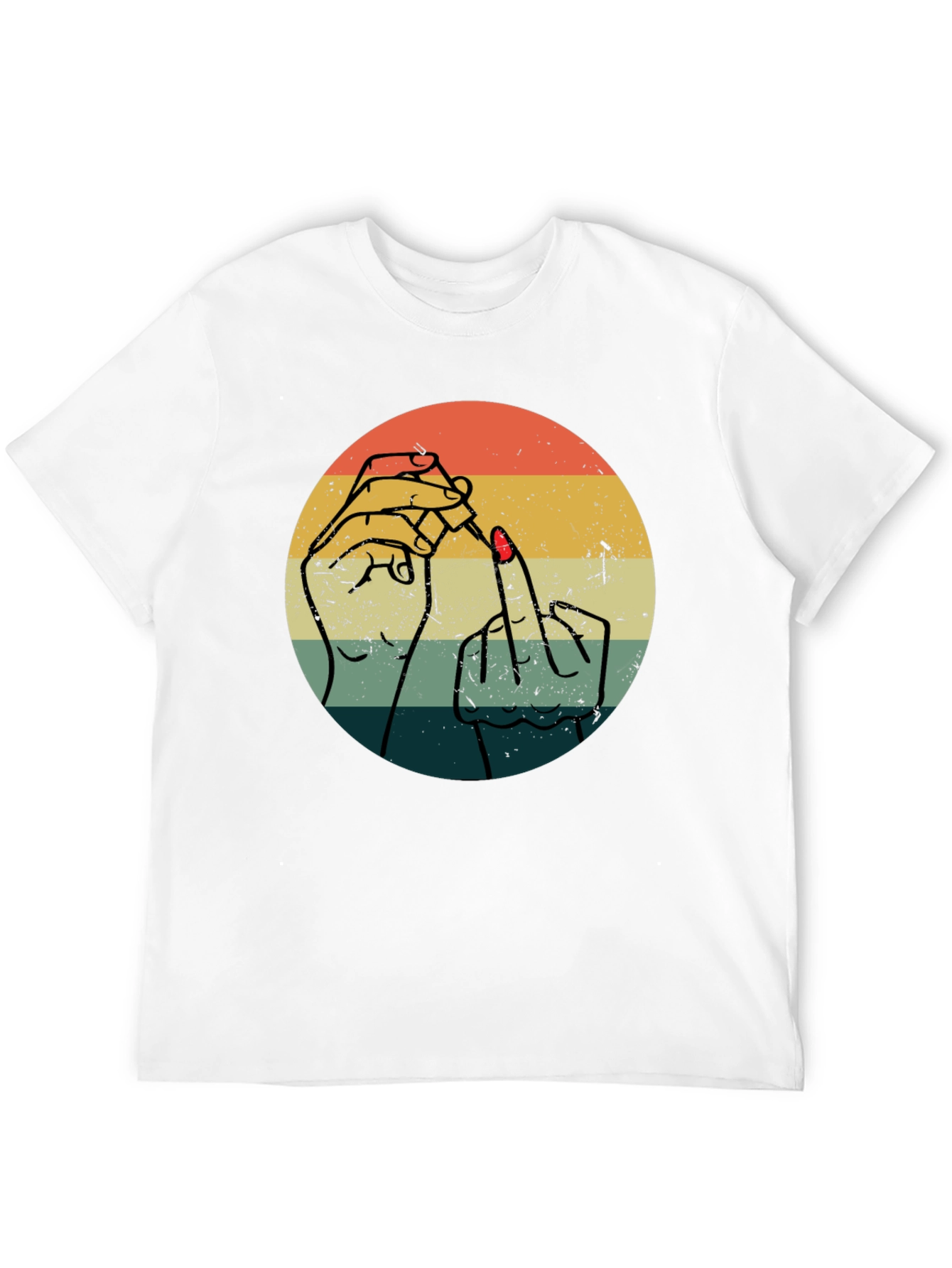 Black Retro Nail Polish Middle Finger Graphic Tee - Unisex view 12