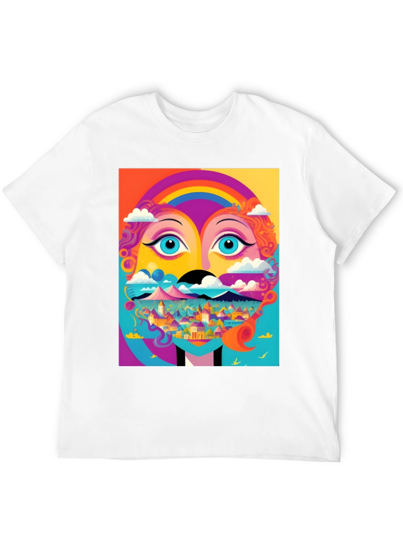 Black Vibrant Psychedelic Face Graphic T-Shirt view 12