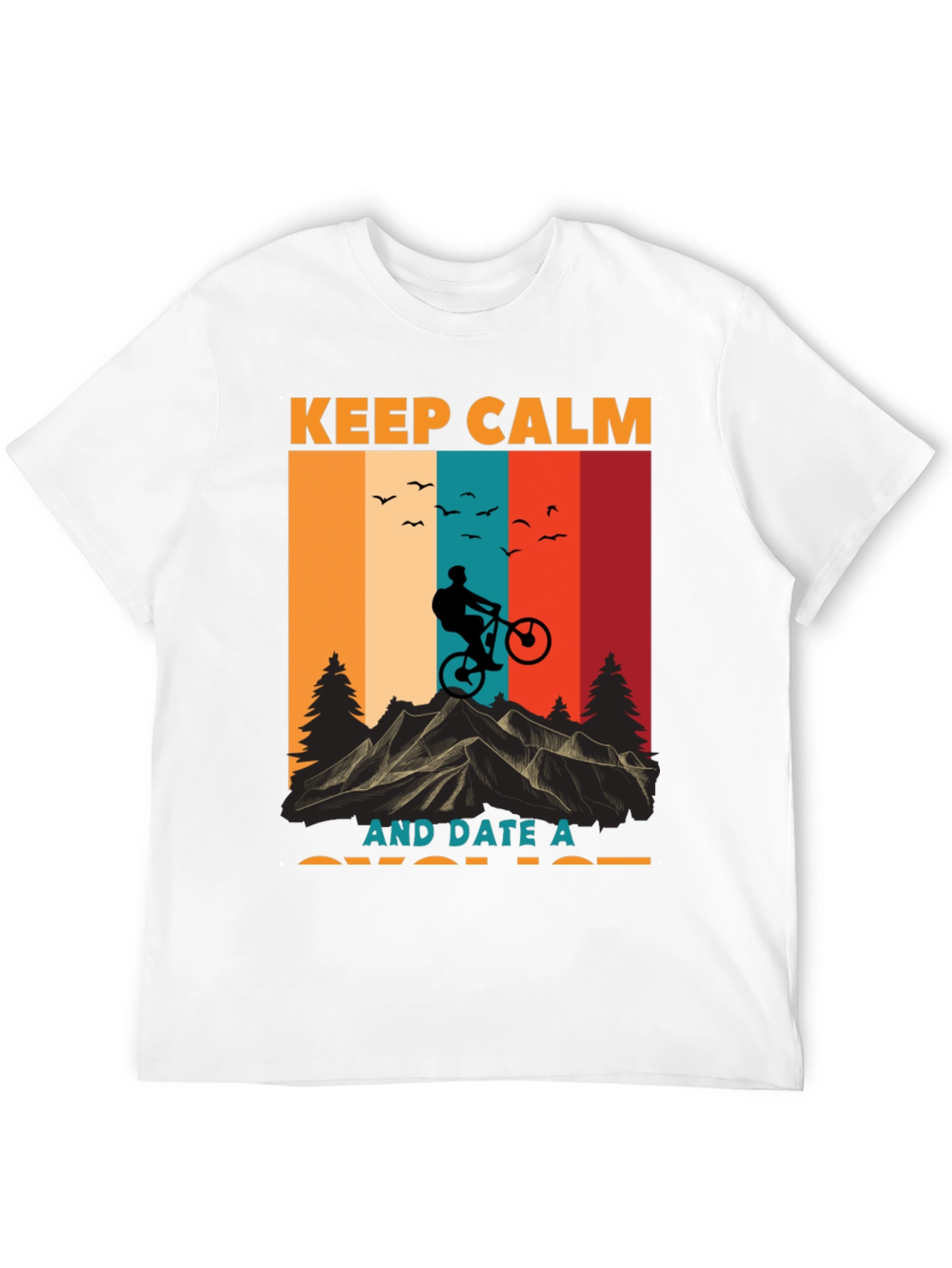 Black Keep Calm Date Cyclist T-Shirt - Mountain Bike Design view 12