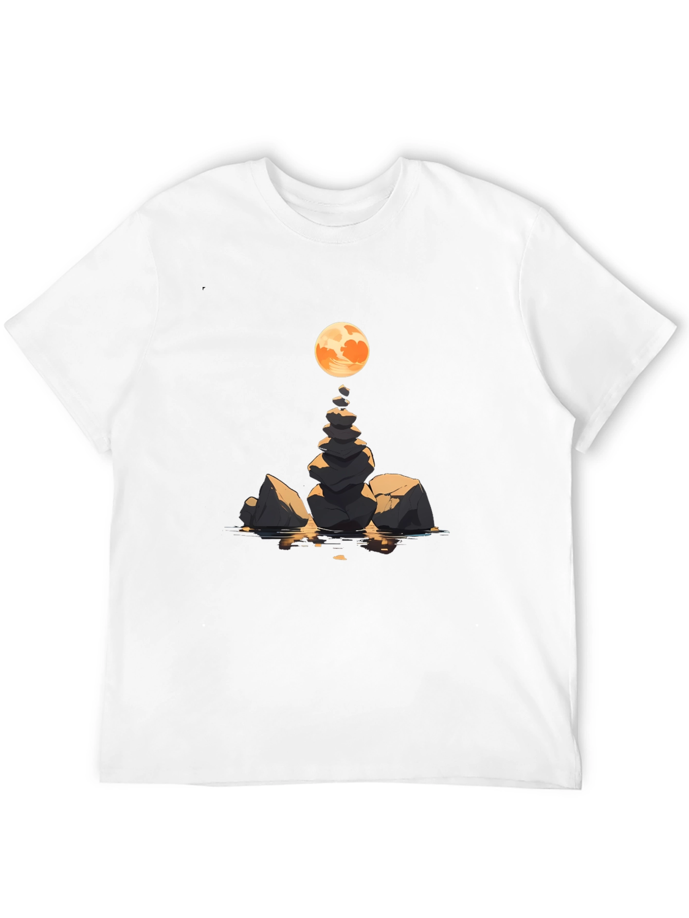 Black Zen Rock Stack & Moon Graphic Tee view 12