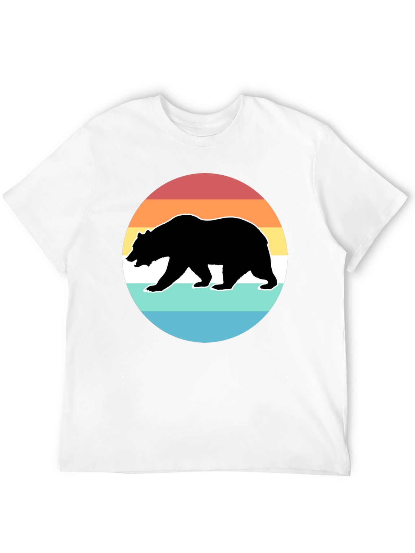 Black Retro Bear Sunset Graphic T-Shirt - Black view 12