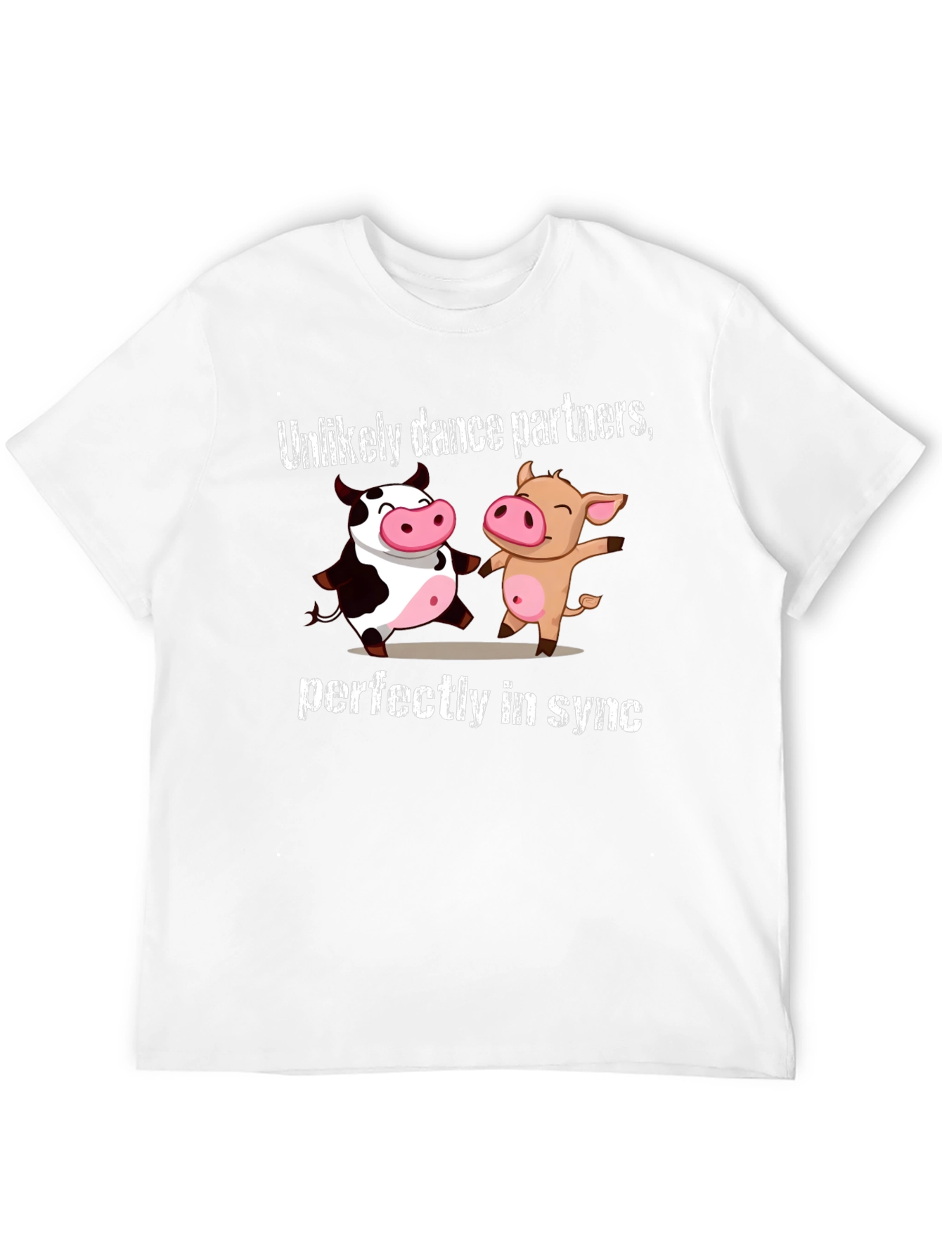Black Unlikely Dance Partners Tee: Cow and Pig in Sync view 12