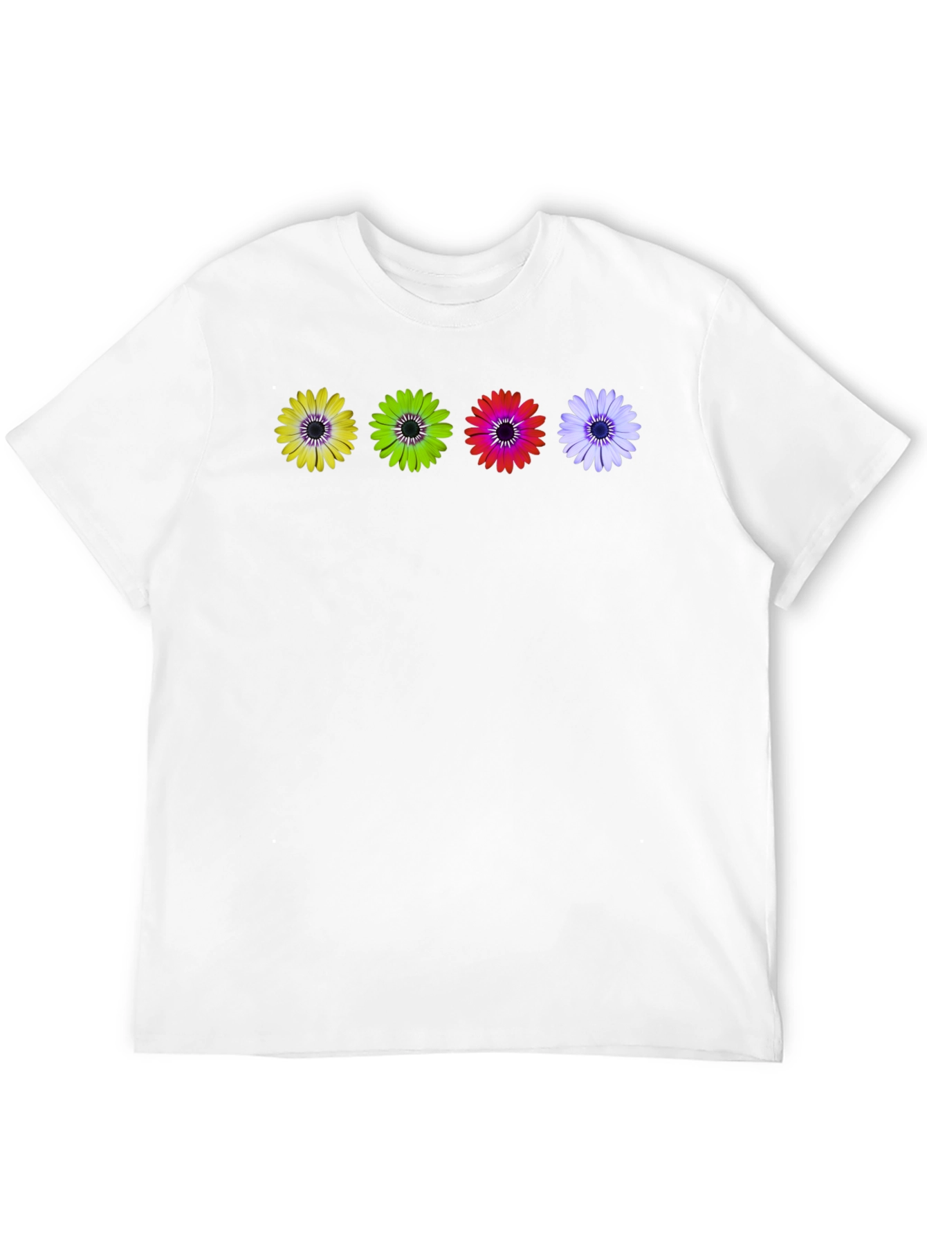 Black Colorful Daisy T-Shirt - Unique Floral Design view 12