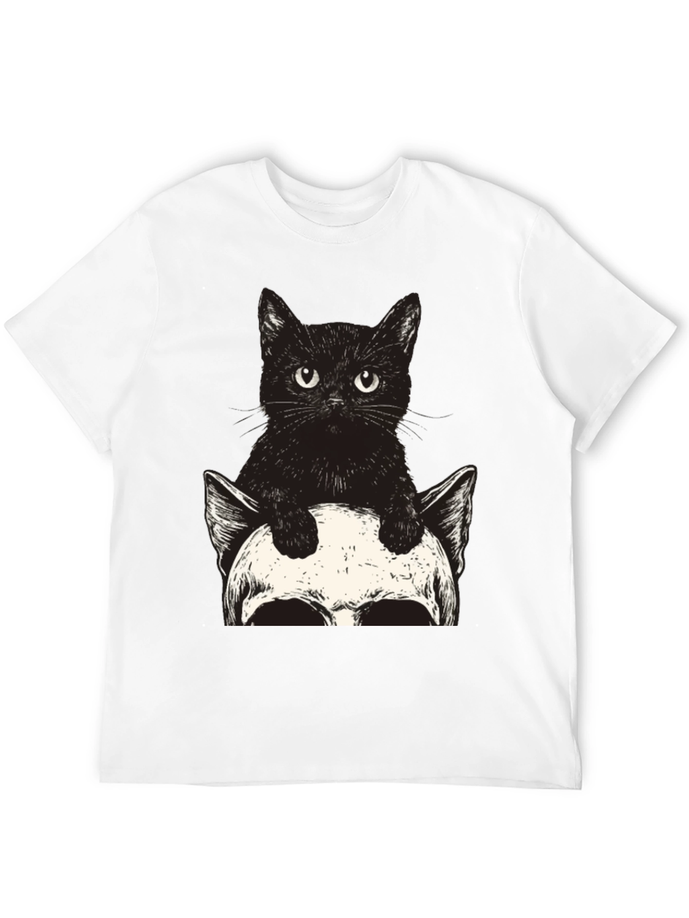 Black Cat & Skull Graphic Tee - Unique Print view 12