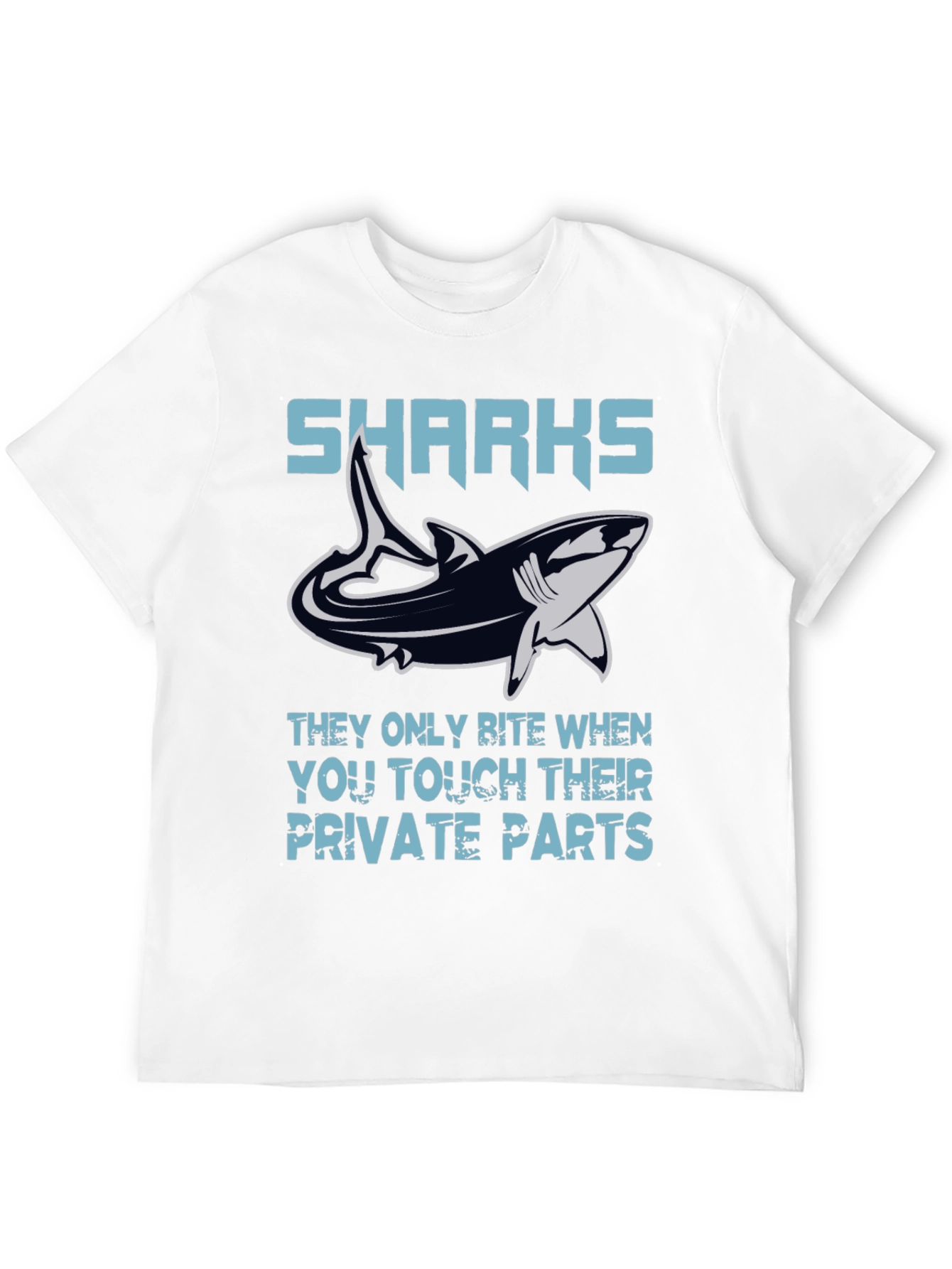 Black Shark Bite Humor Graphic Tee - Black Cotton T-Shirt view 12