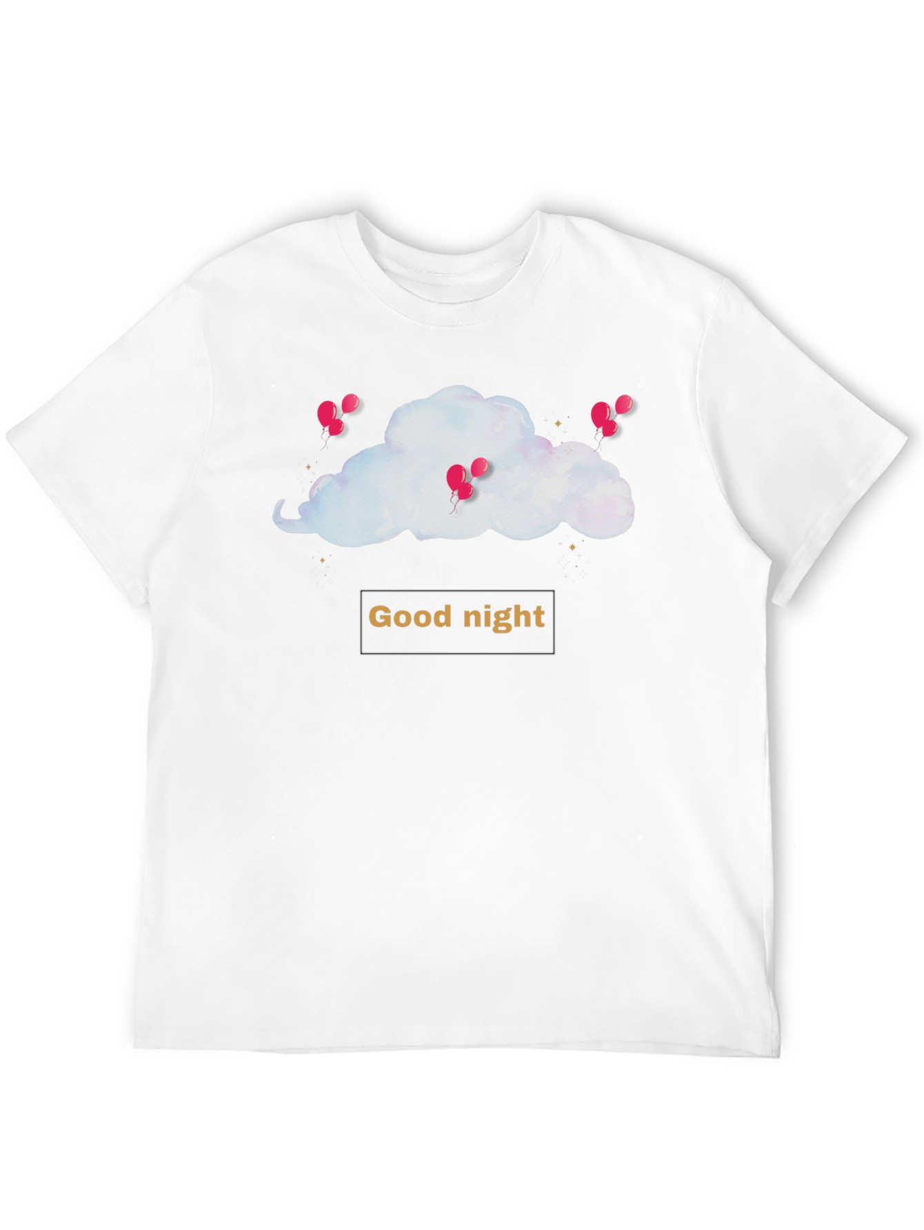 Black Good Night Cloud and Balloons Black T-shirt view 12