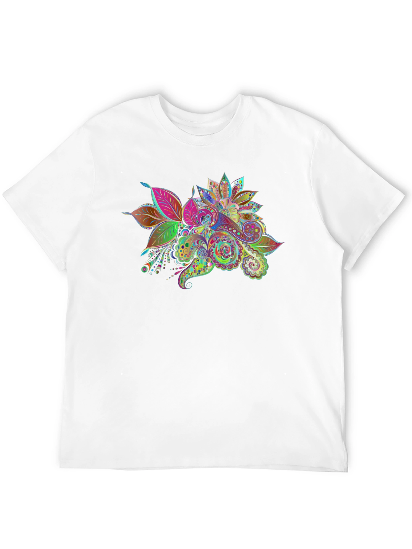 Black Floral Paisley Print Black T-Shirt view 12