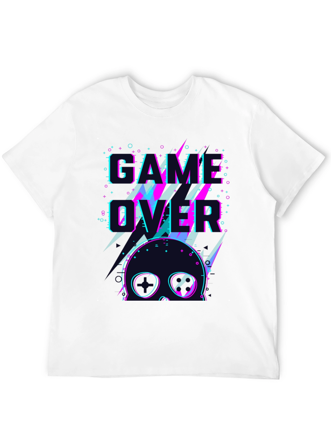 Black Game Over Skull Graphic Tee - Black Crew Neck view 12
