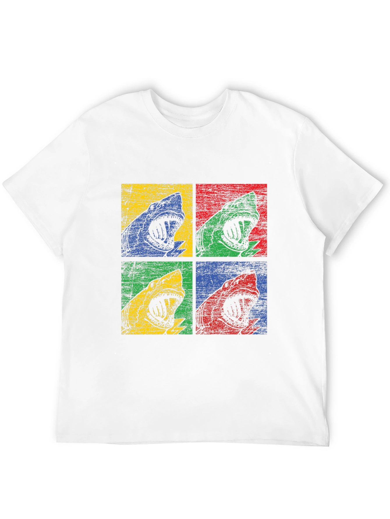 Black Shark Pop Art Graphic Print Black T-Shirt view 12