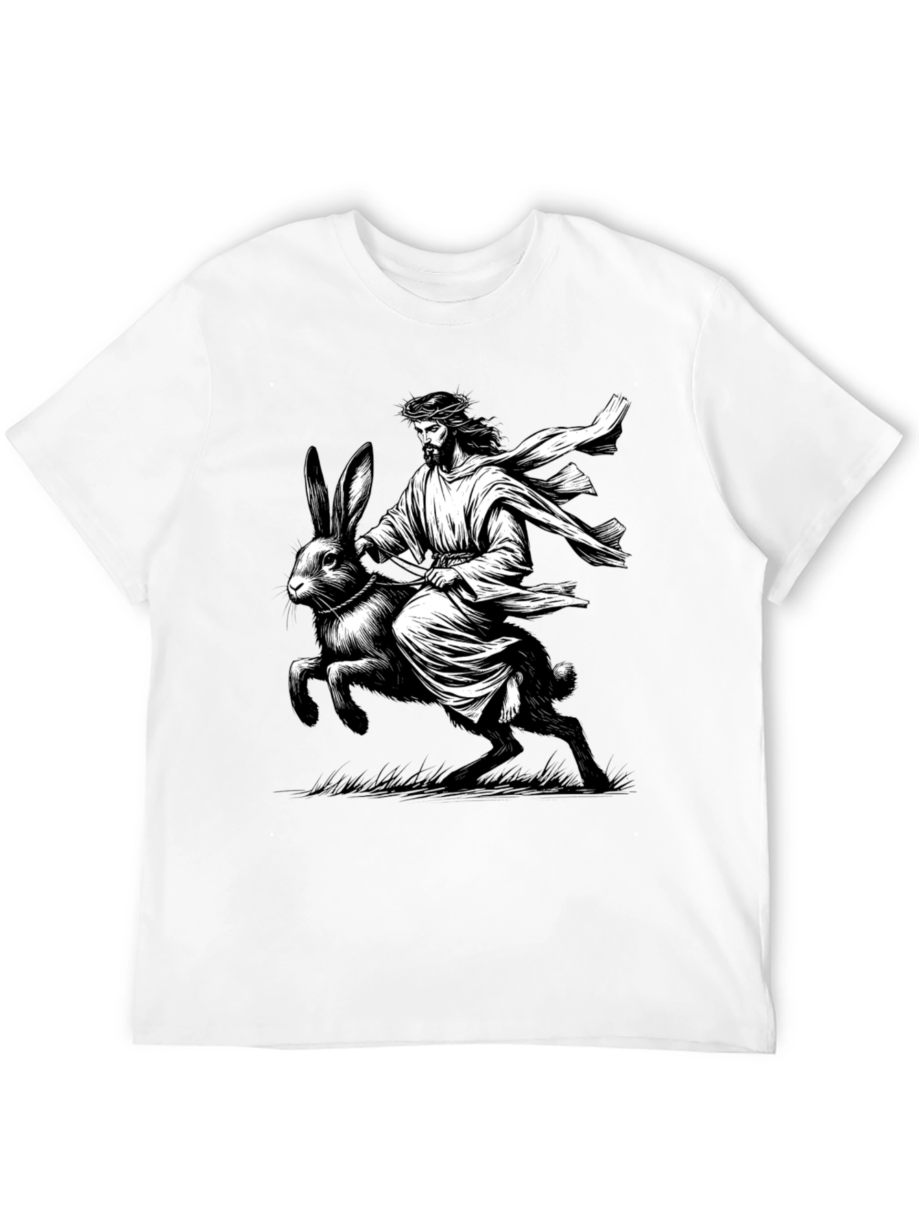 Black Jesus Riding Easter Bunny Graphic Tee view 12