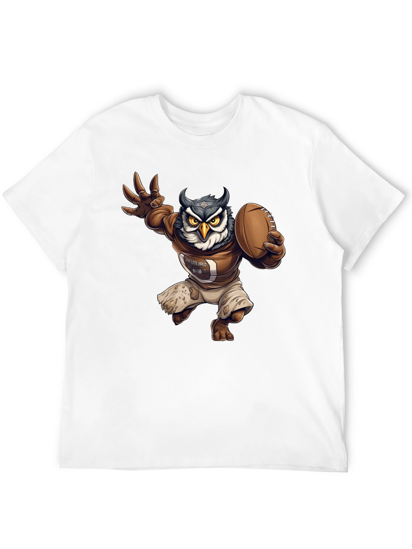 Black Football Owl Graphic T-Shirt view 12