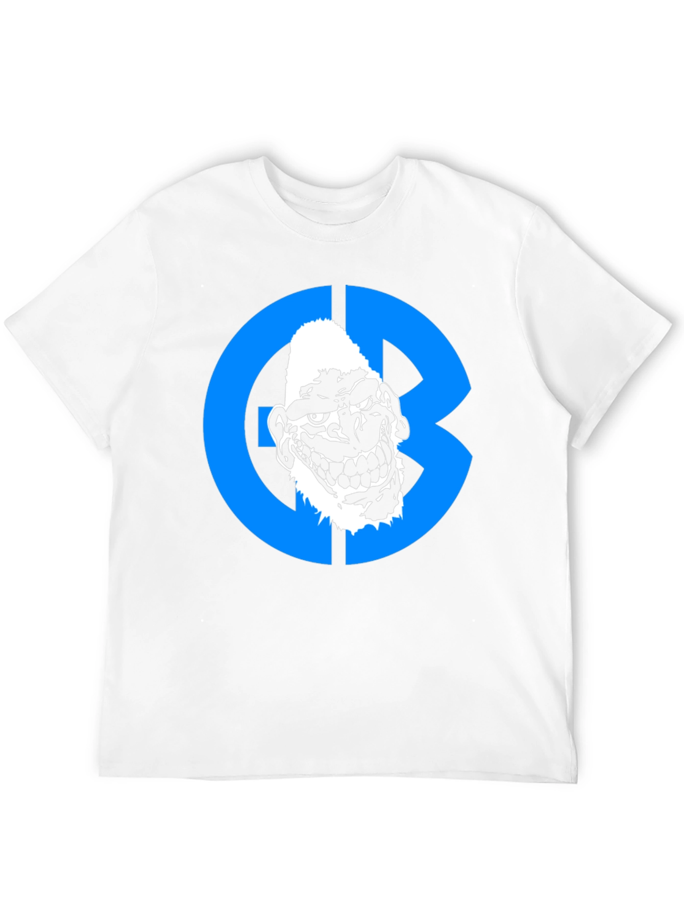 Black Graphic Tee: Grotesque Face in Blue Circle view 12