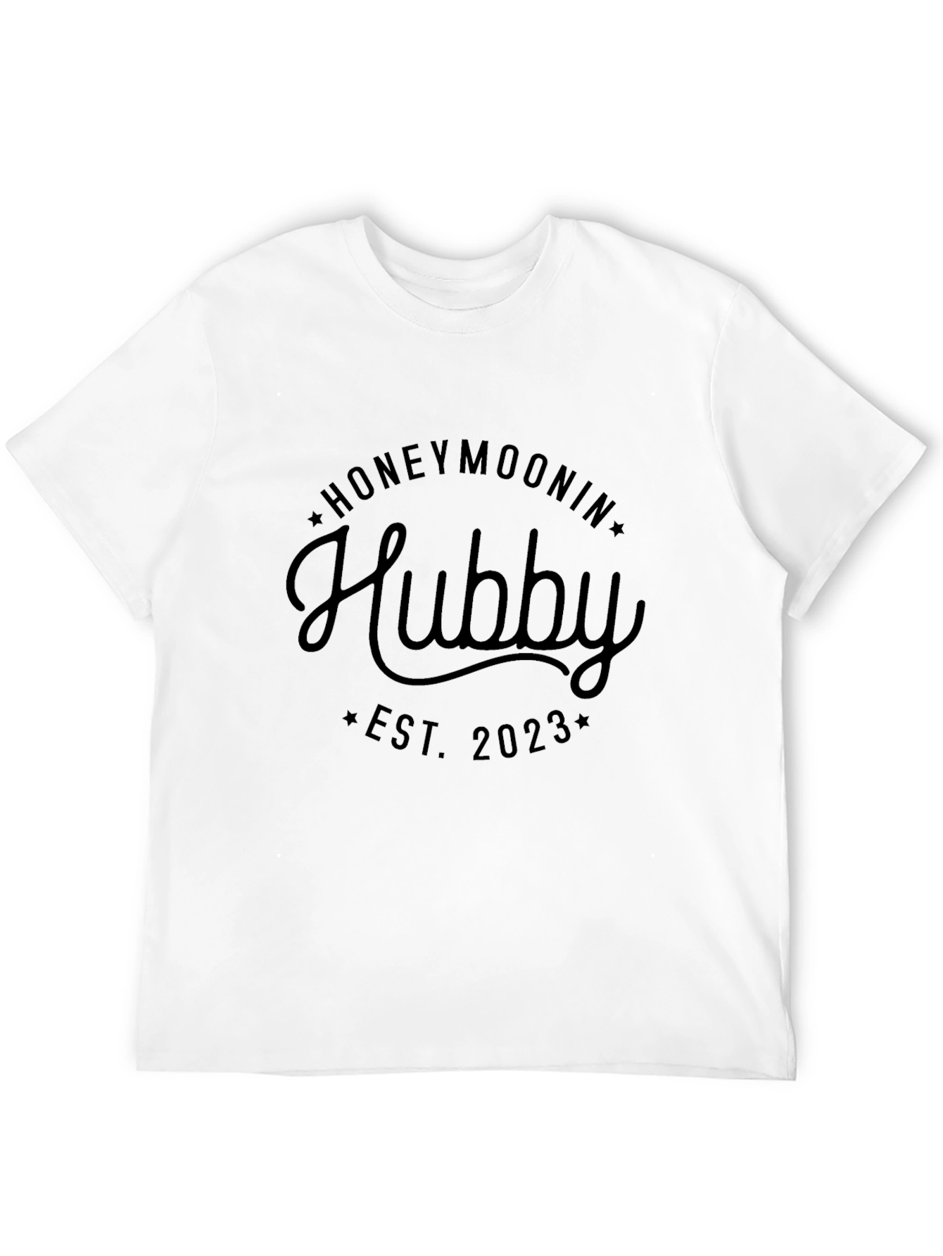 Black Honeymoonin' Hubby Est. 2023 Black T-Shirt view 12