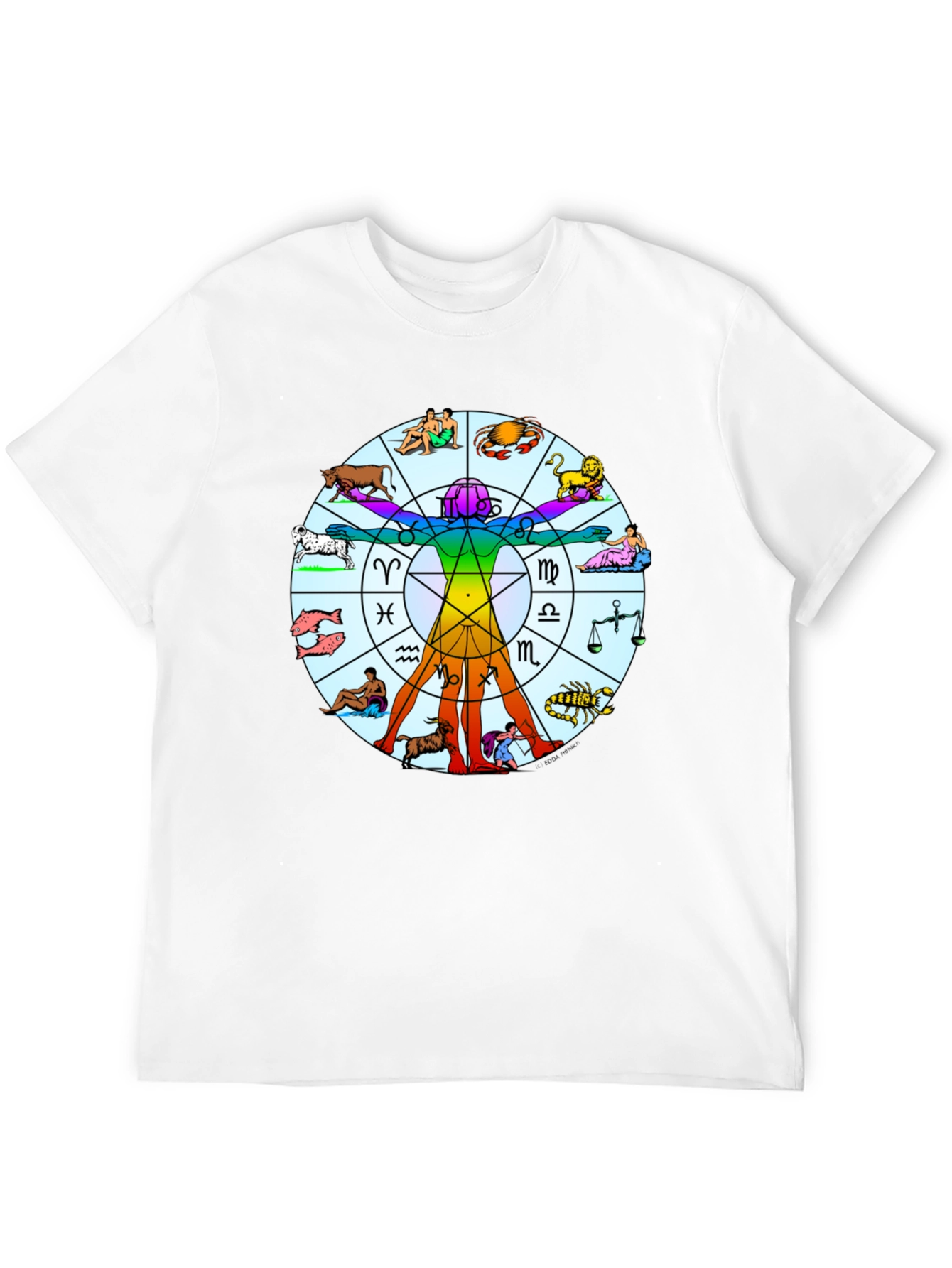 Black Zodiac Vitruvian Man Graphic T-Shirt - Black view 12