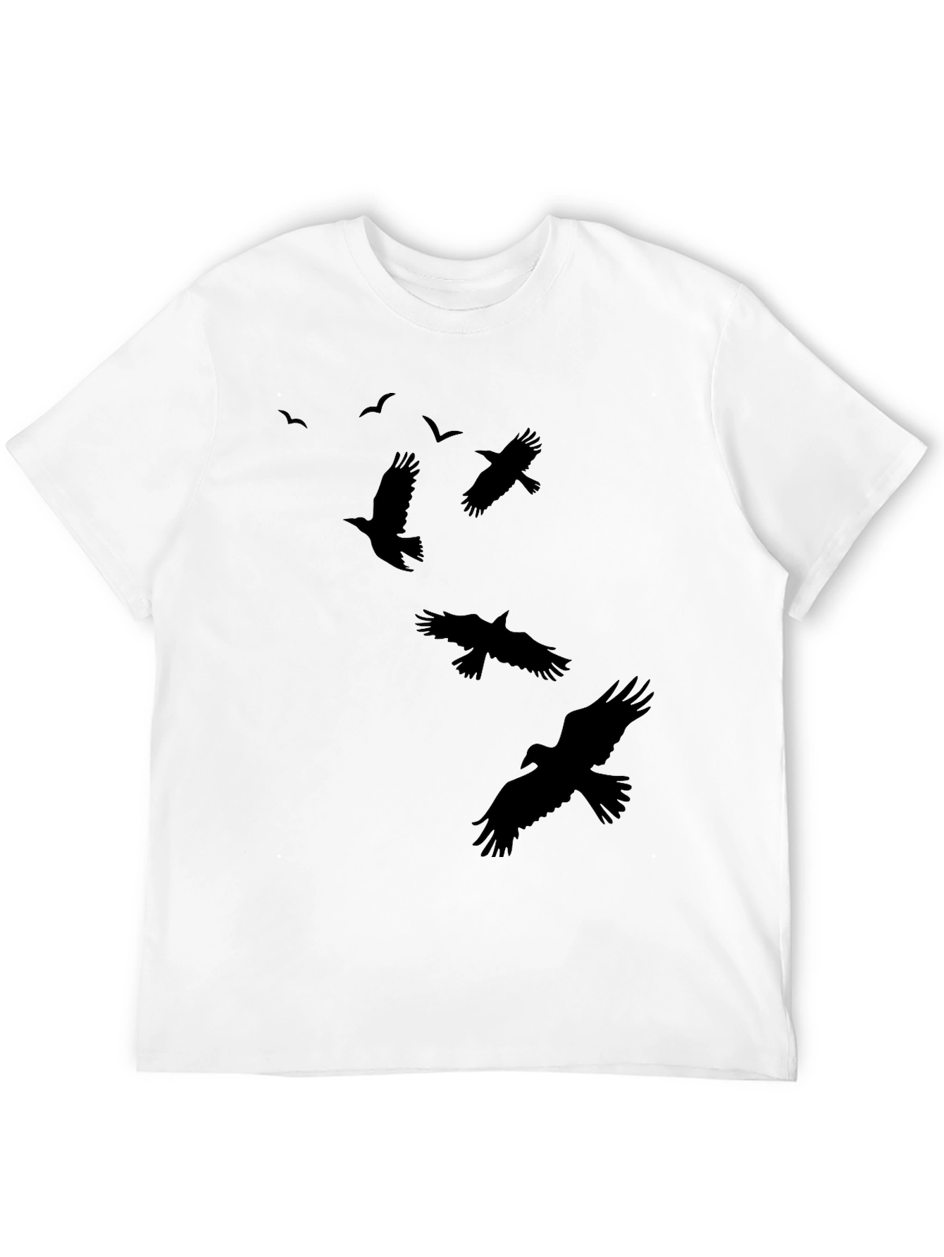 Black Raven Silhouette Print Black Crew Neck T-Shirt view 12