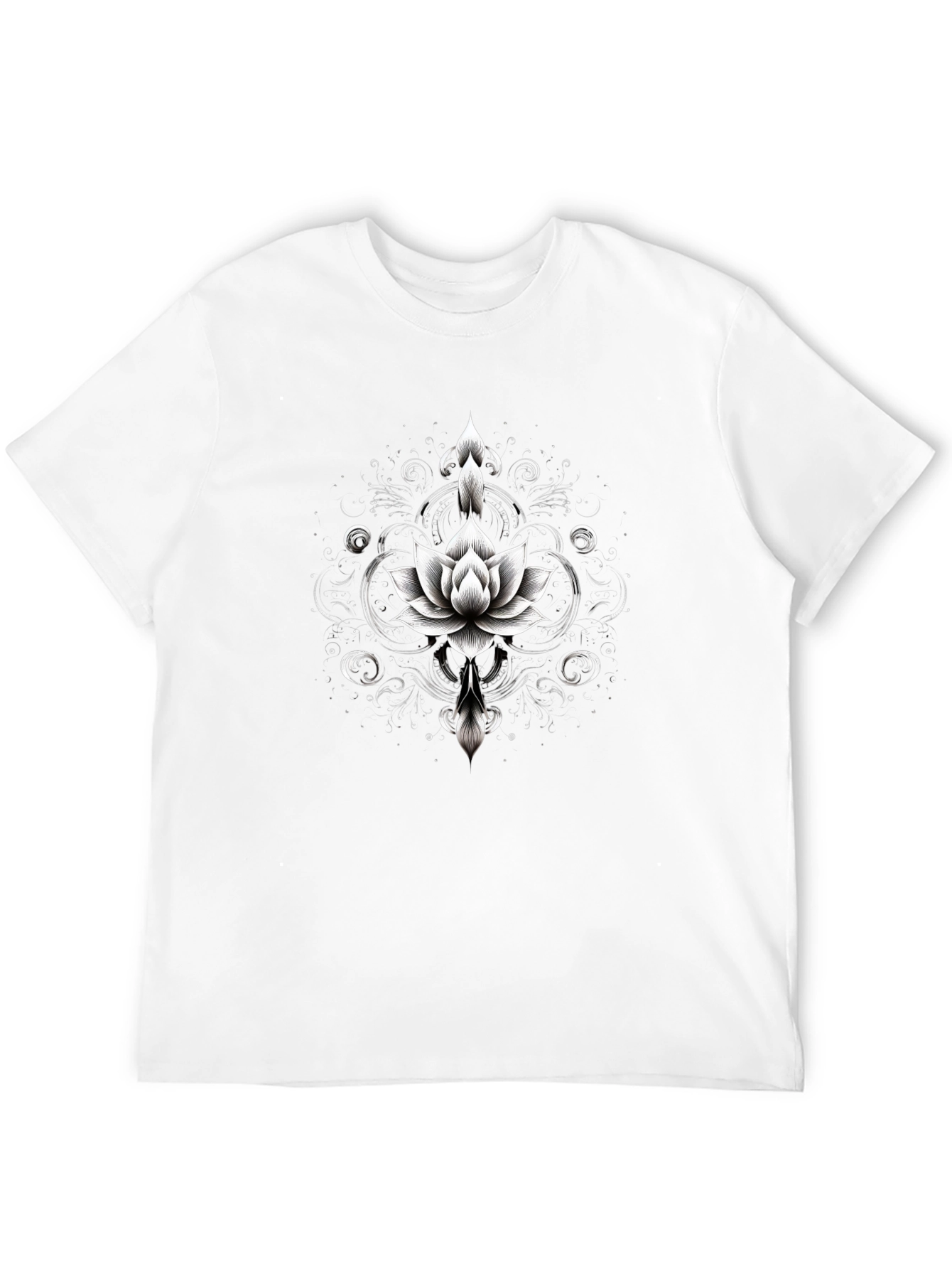 Black Lotus Flower Graphic Tee - Black Cotton Blend view 12