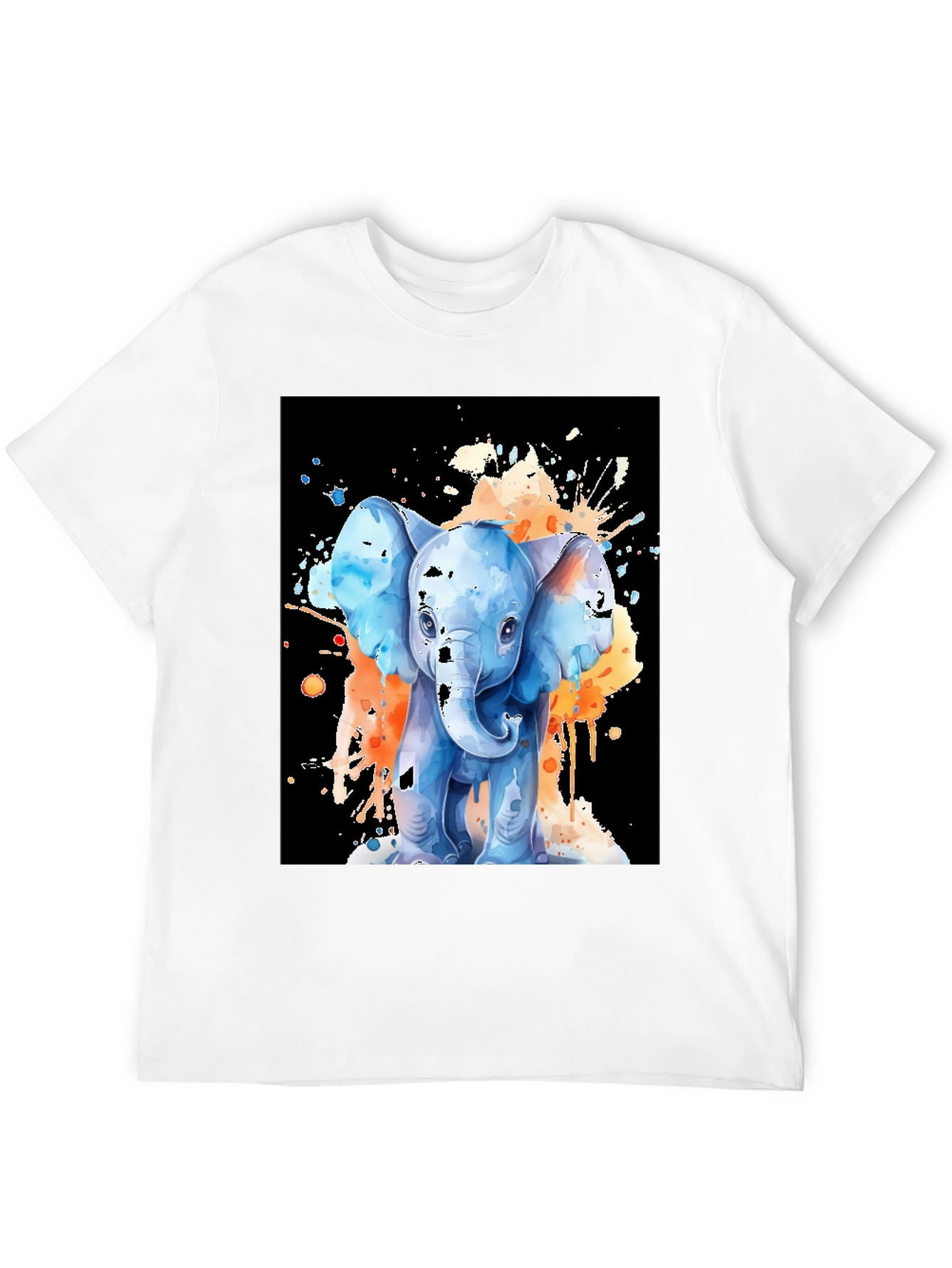 Black Watercolor Elephant Graphic Tee - Black view 12