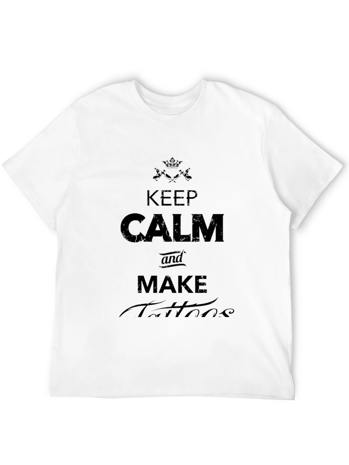 Black Keep Calm and Make Tattoos Graphic Tee - Black Cotton T-Shirt view 12