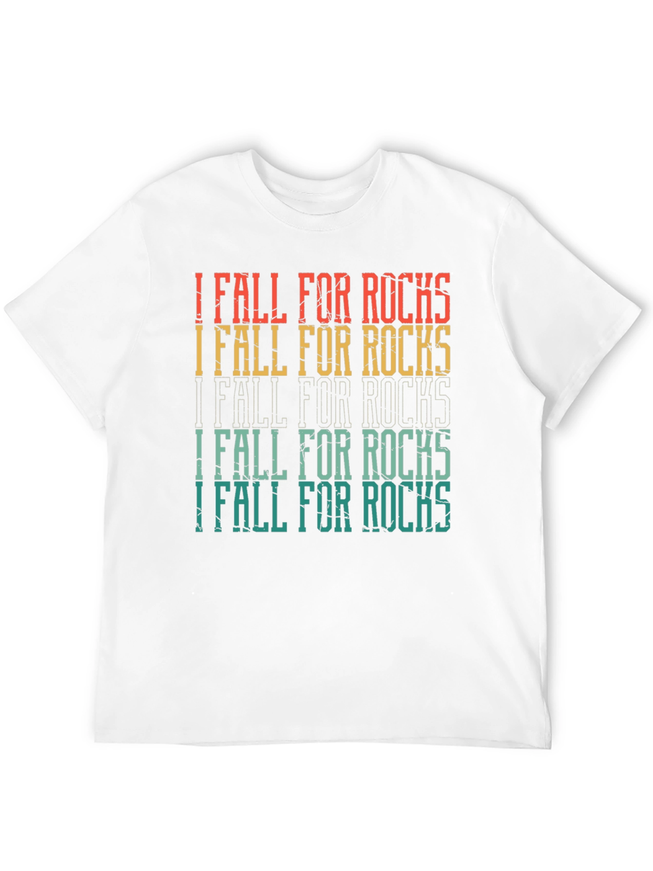 Black I Fall For Rocks Retro Style Graphic Tee view 12