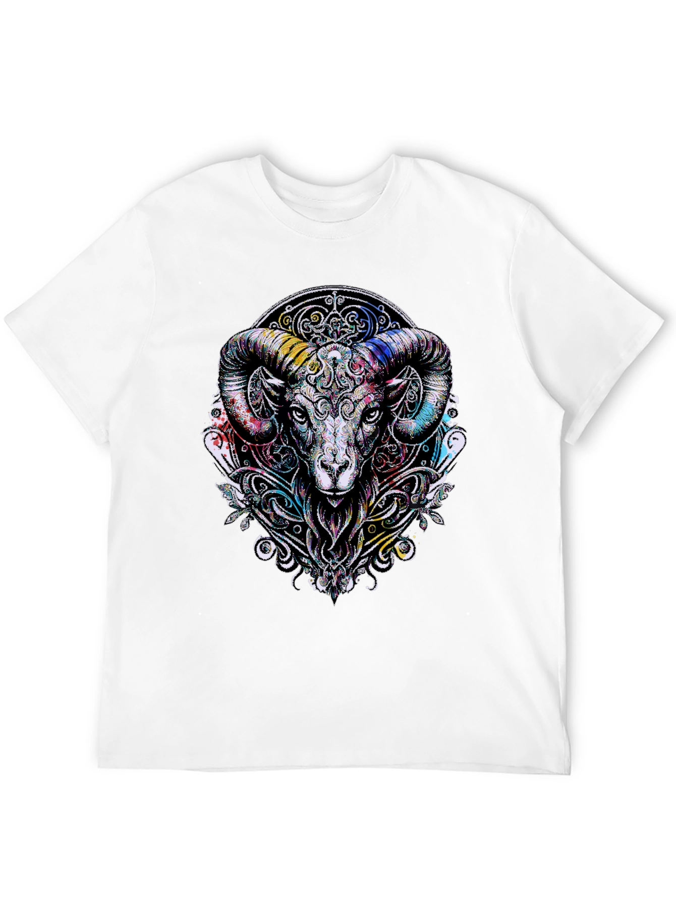 Black Aries Ram Graphic Black T-Shirt view 12