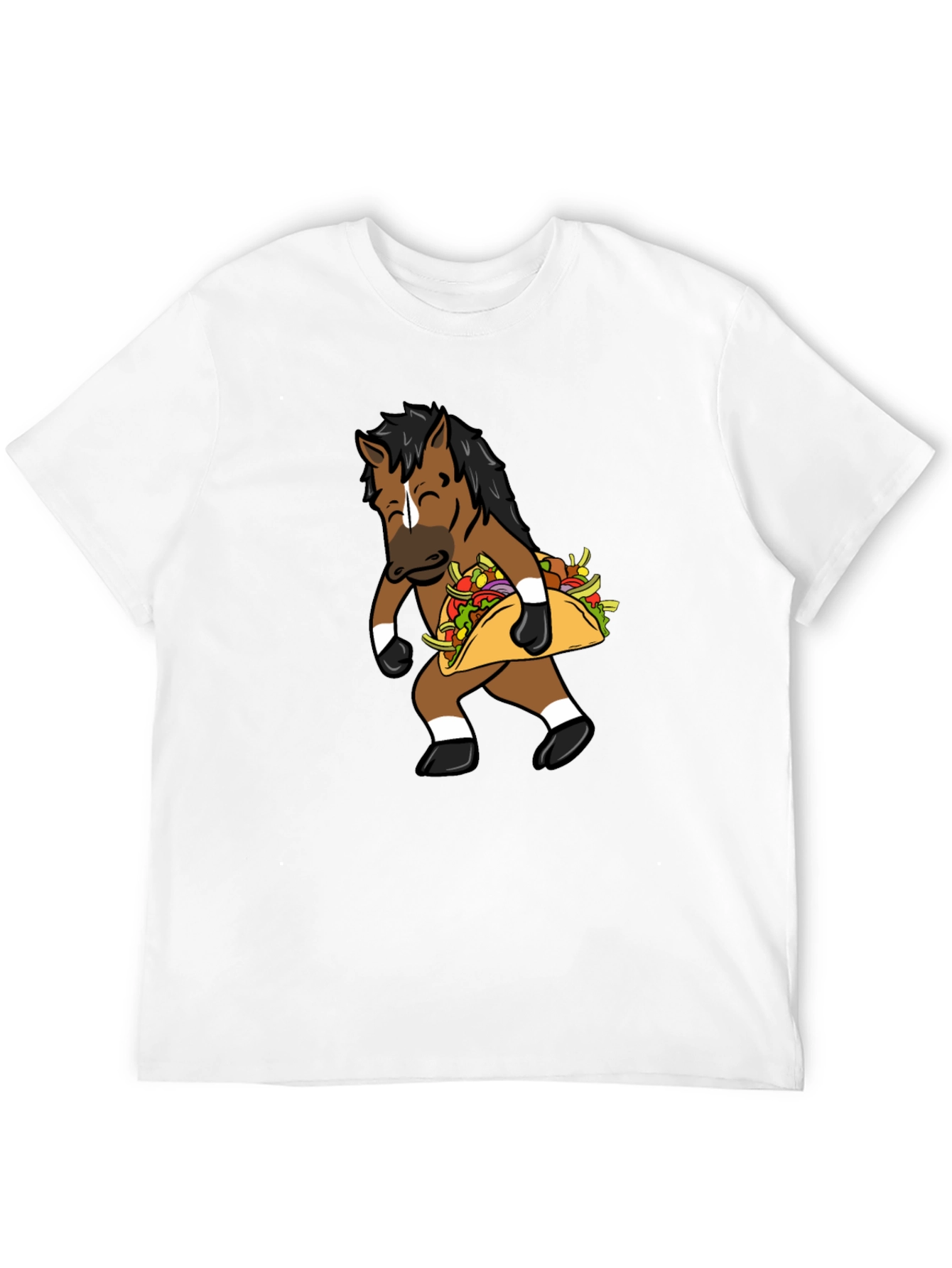 Black Funny Horse Taco Graphic Tee - Black Cotton T-Shirt view 12