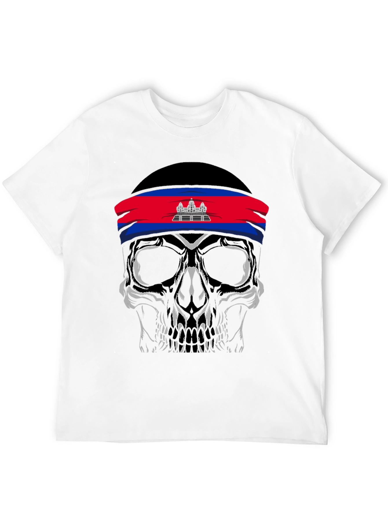 Skull T-Shirt Cambodia Flag Headband - 12
