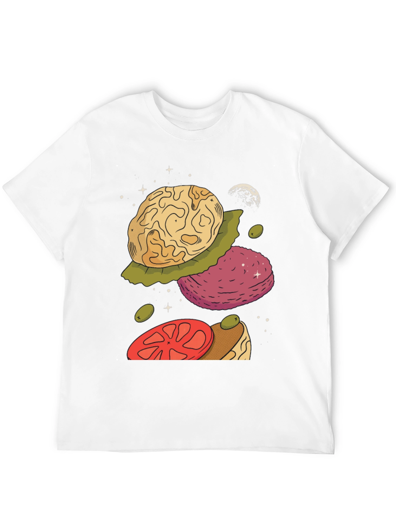 Black Cosmic Burger Graphic Tee - Unique Space Food Design view 12