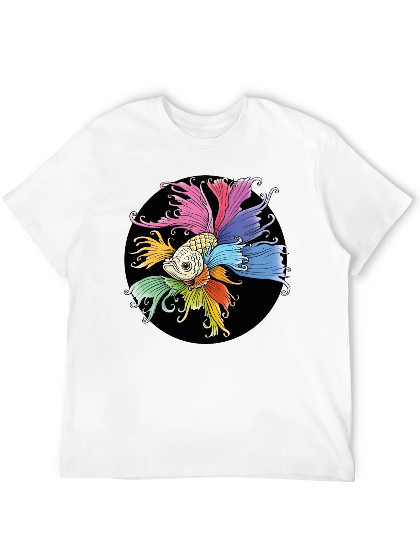 Black Colorful Betta Fish Graphic T-Shirt view 12