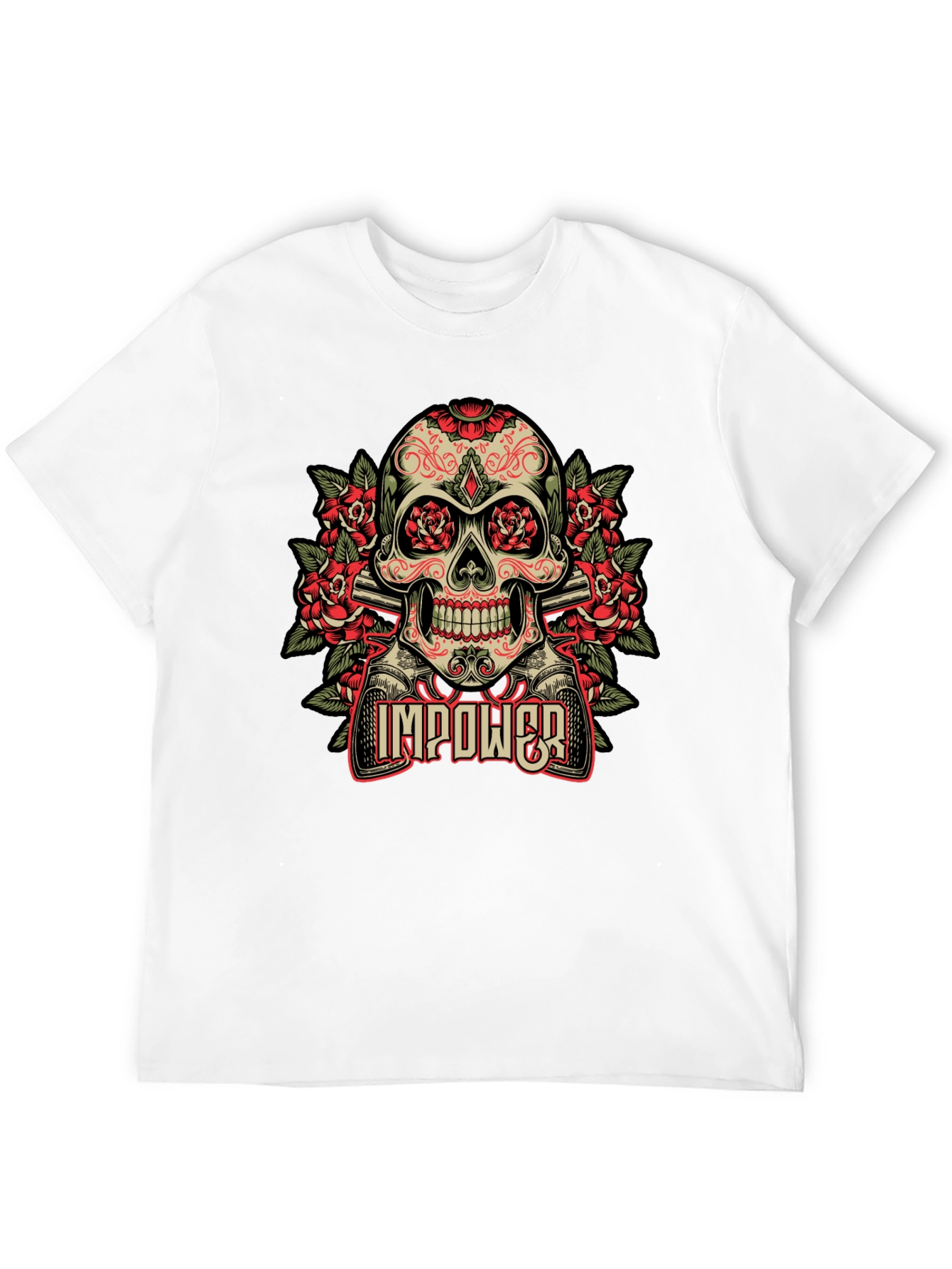 Black Skull & Roses Graphic T-Shirt - Empower Your Style view 12