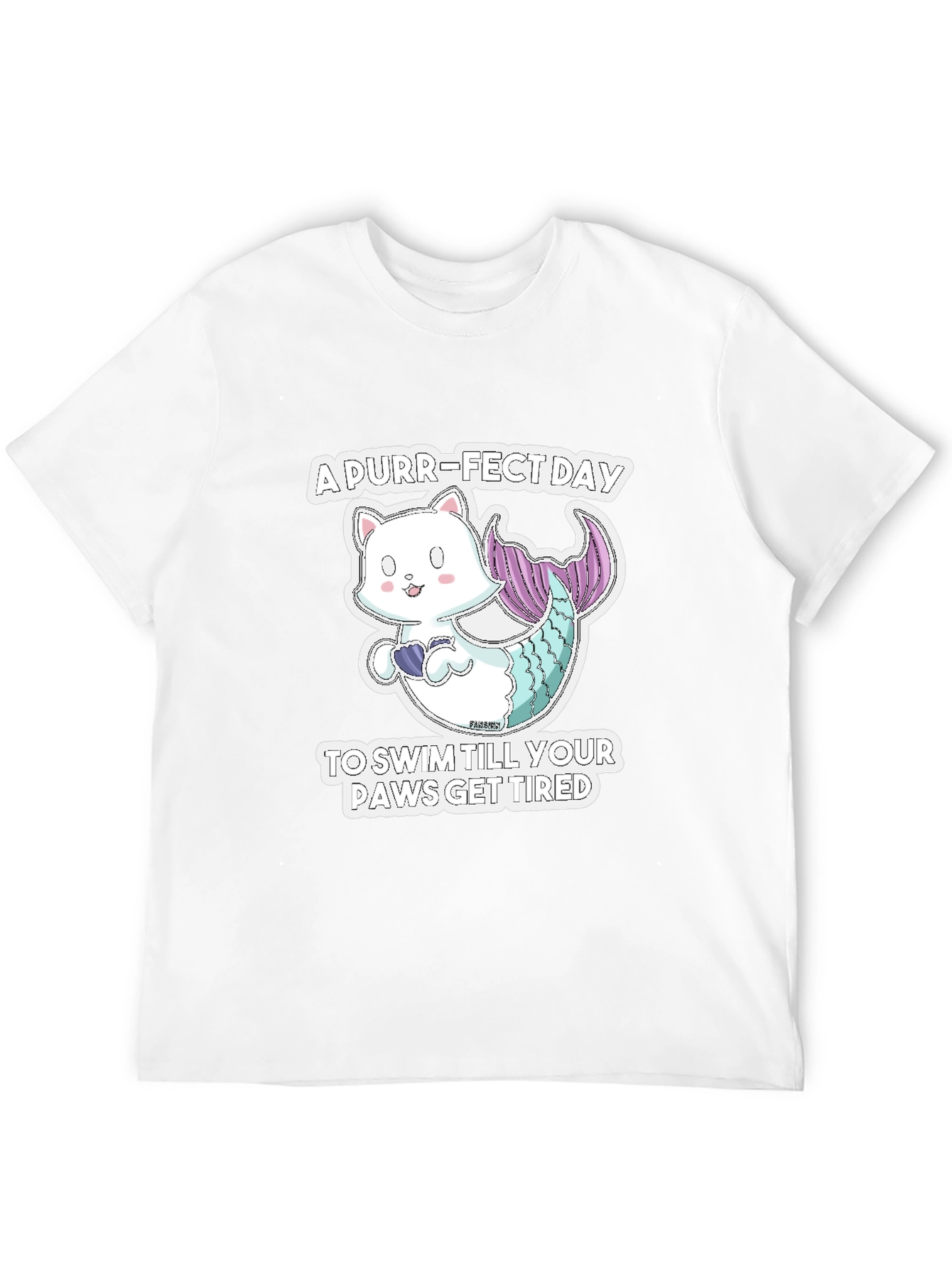 Black Purr-Fect Day Cat Mermaid Graphic Tee view 12