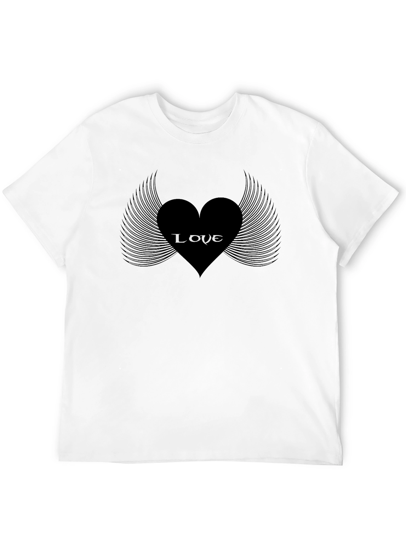 Black Love Heart Wings Graphic Tee - Stylish Black T-Shirt view 12