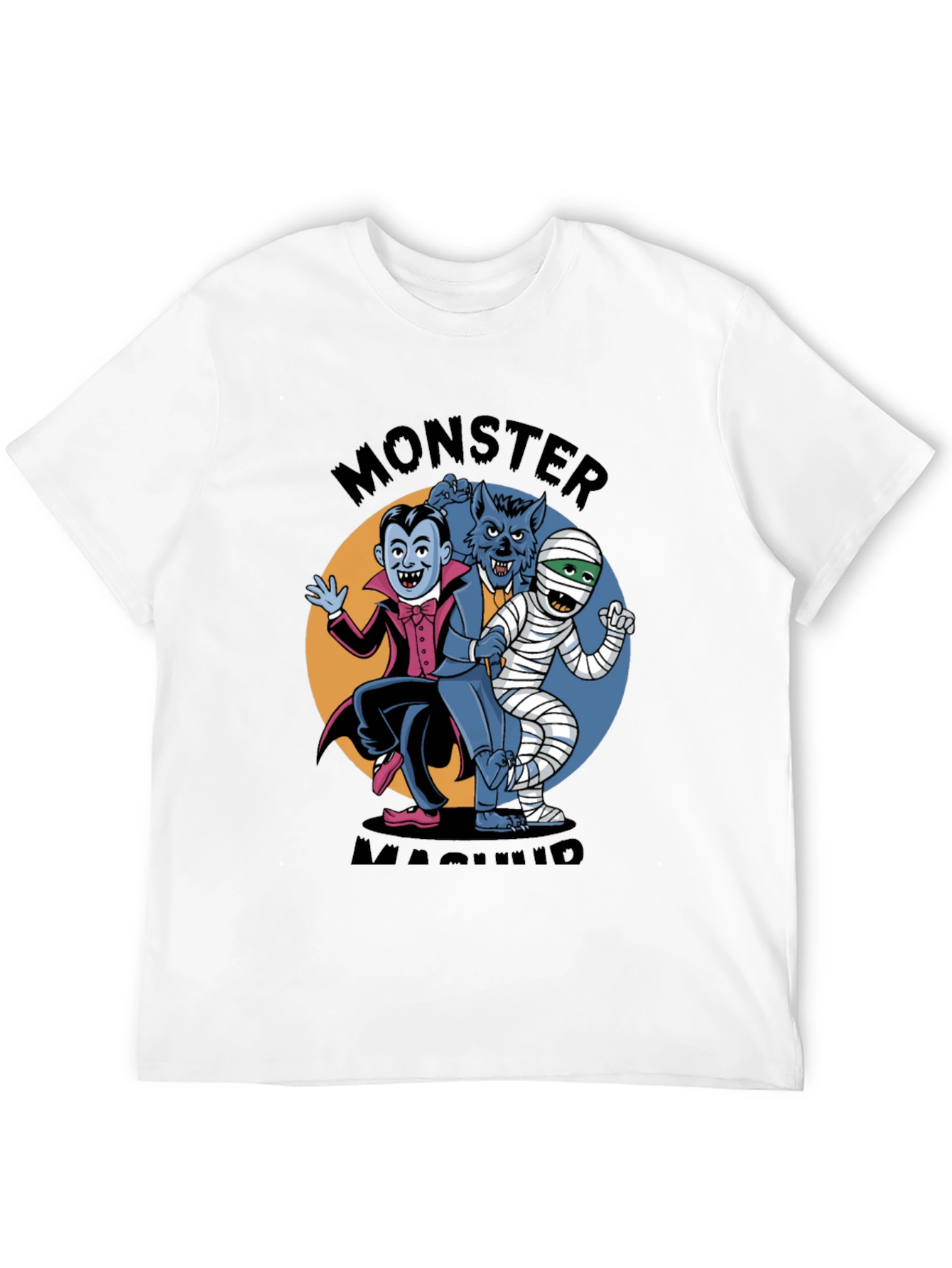 Black Monster Mash T-Shirt: Classic Horror Character Design view 12