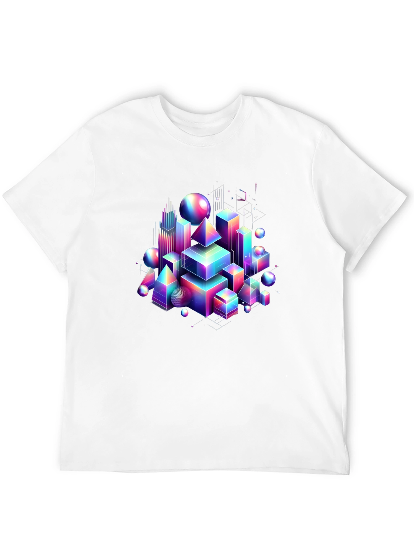 Black Geometric Rainbow T-Shirt - Modern Art Tee view 12