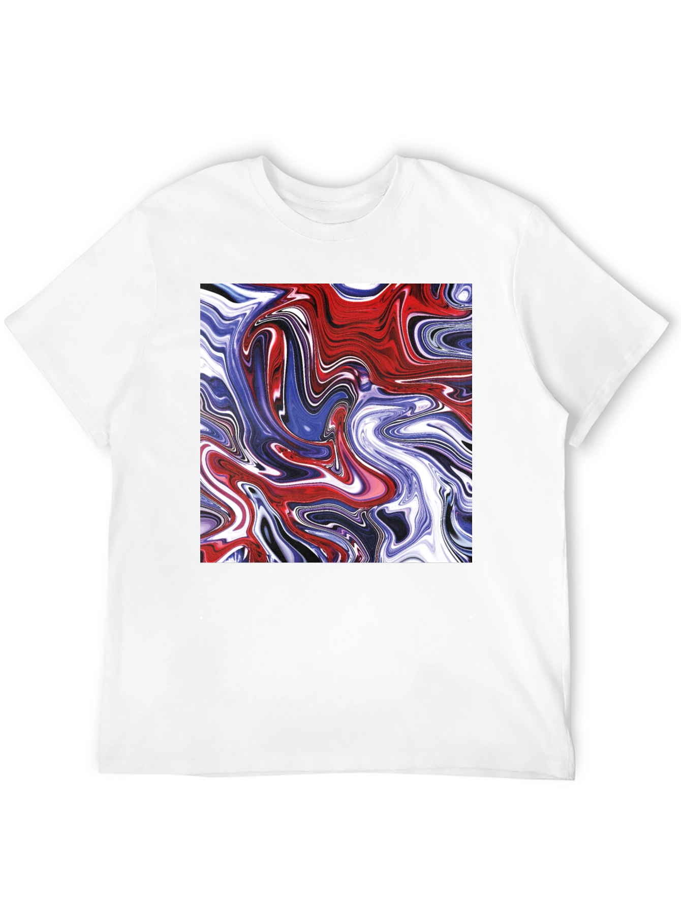 Black Swirled Paint Graphic Tee - Cool Abstract Art T-Shirt view 12