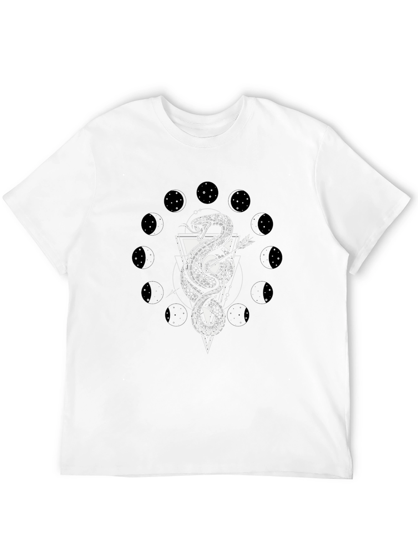 Black Snake Moon Phase Graphic Tee - Black Cotton T-Shirt view 12