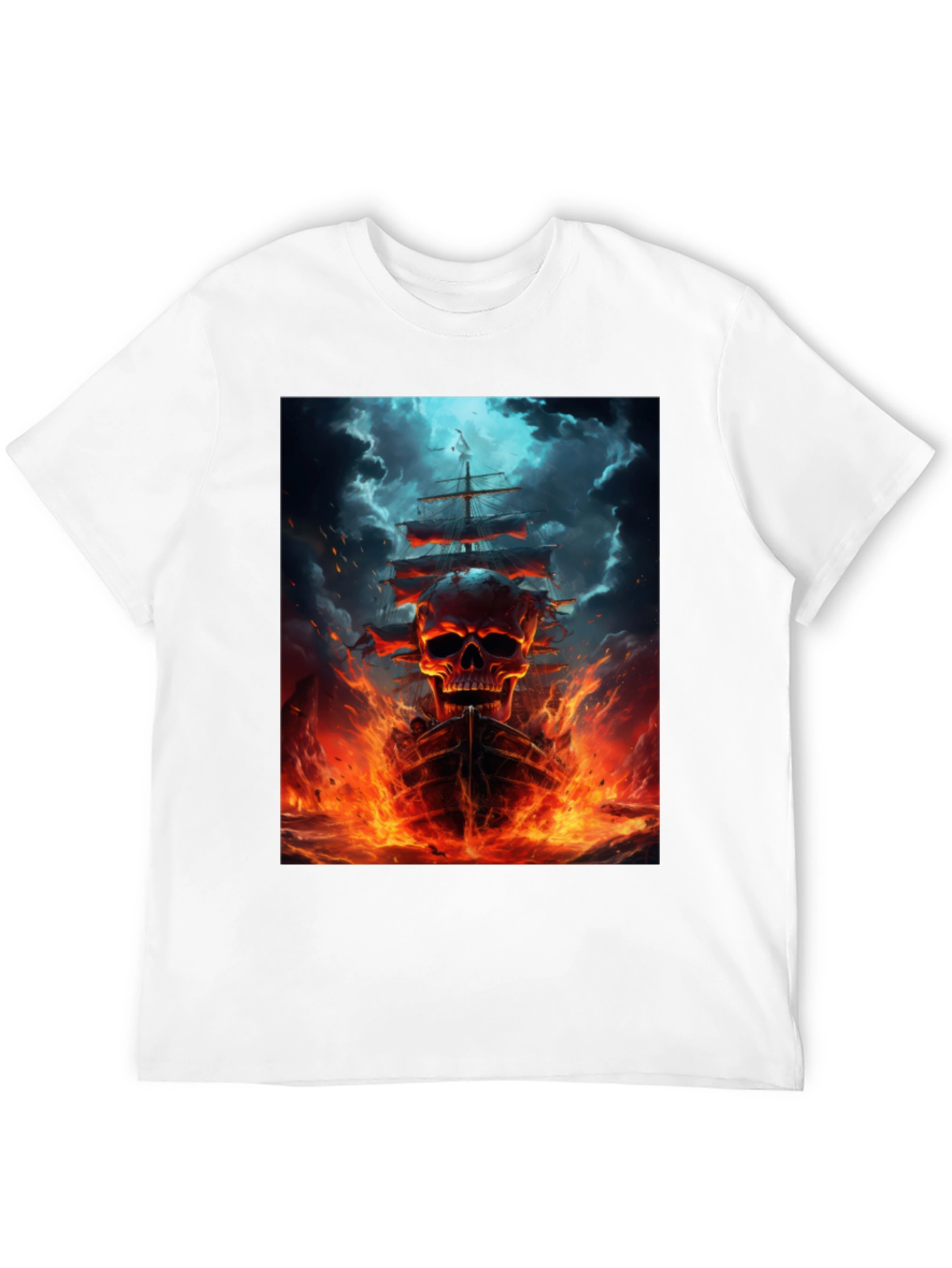 Black Skull Ship Graphic Black T-Shirt view 12