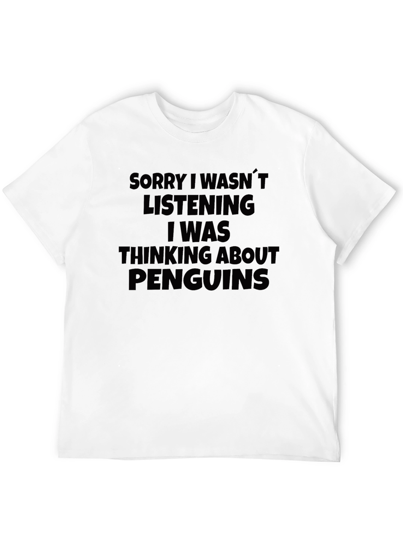 Black Penguin Thought T-Shirt - Funny Slogan Tee view 12