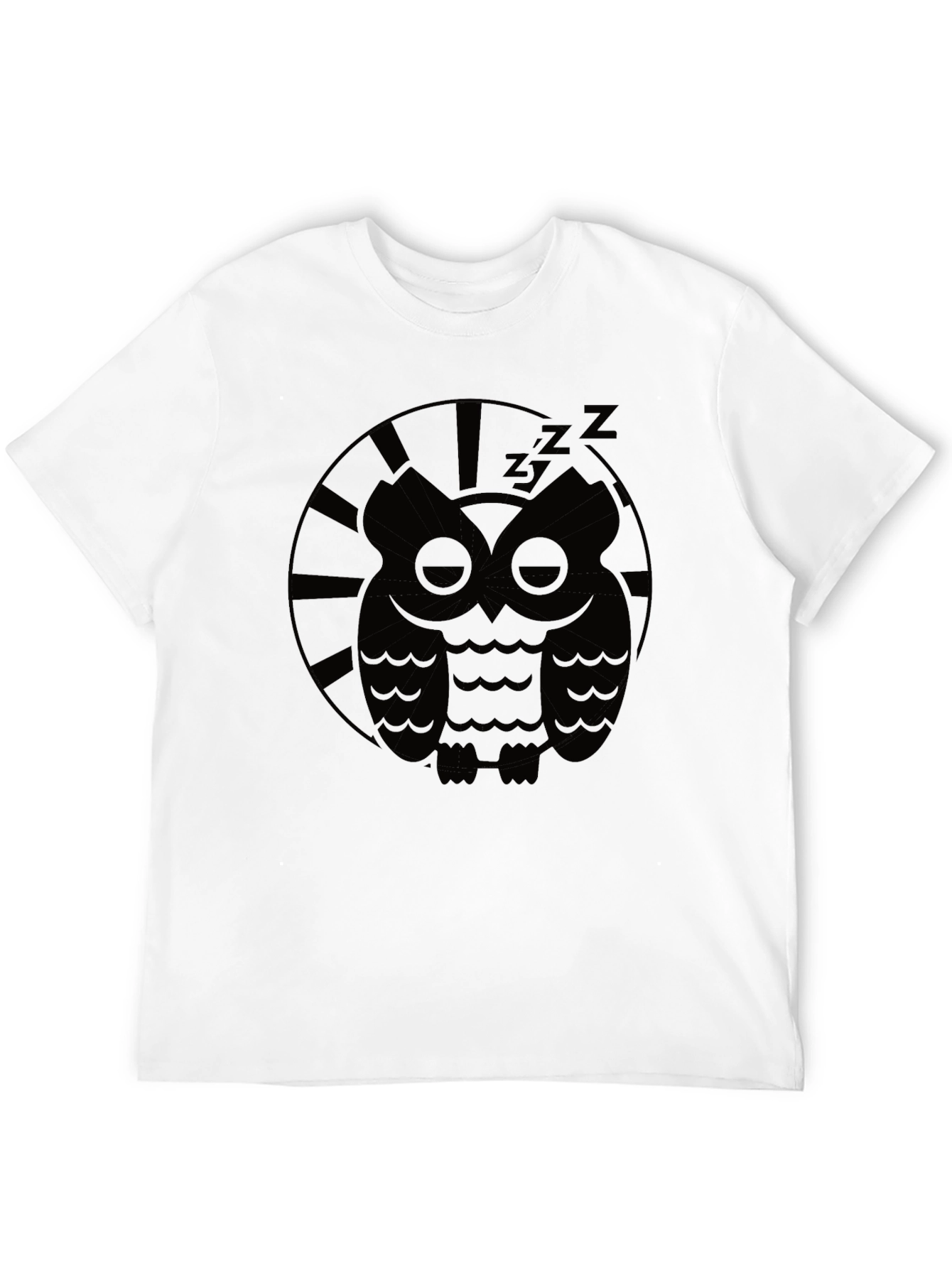 Black Sleepy Owl Graphic Tee - Black Cotton T-Shirt view 12