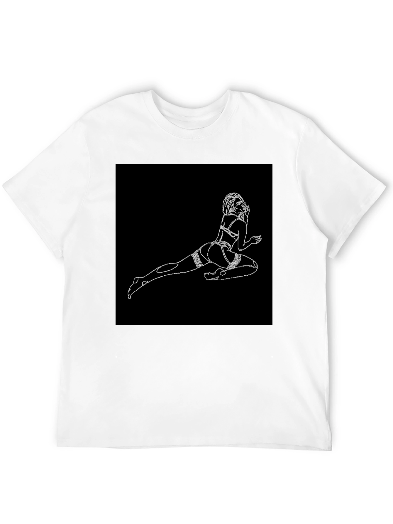Black Black T-Shirt with Risque Line Art view 12