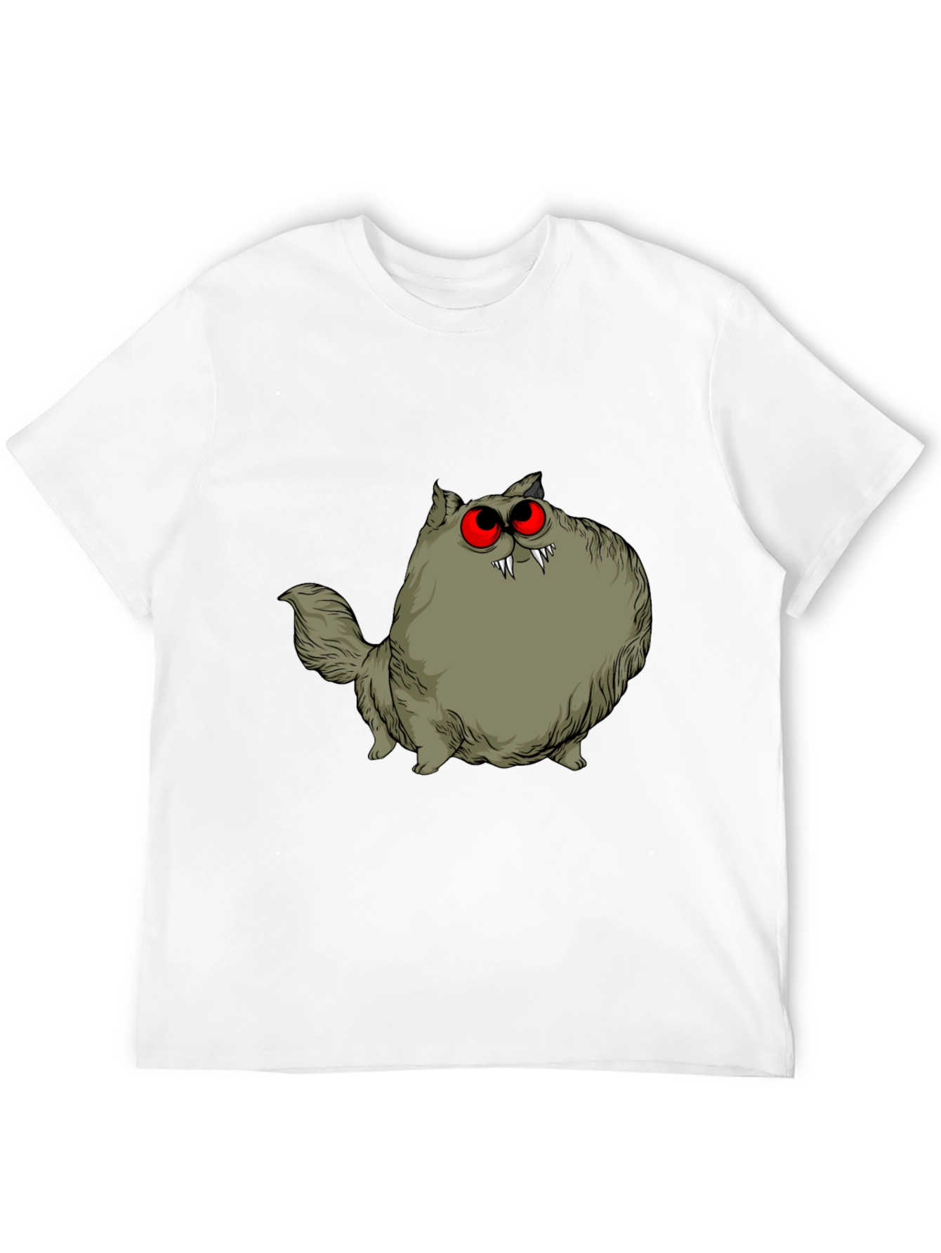 Black Creepy Cat Graphic Tee - Red Eyes, Fangs, Unique view 12