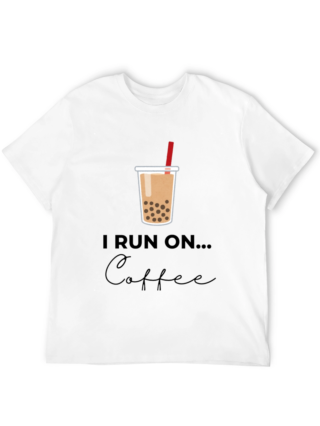 Black I Run on Boba Bubble Tea Graphic T-Shirt view 12