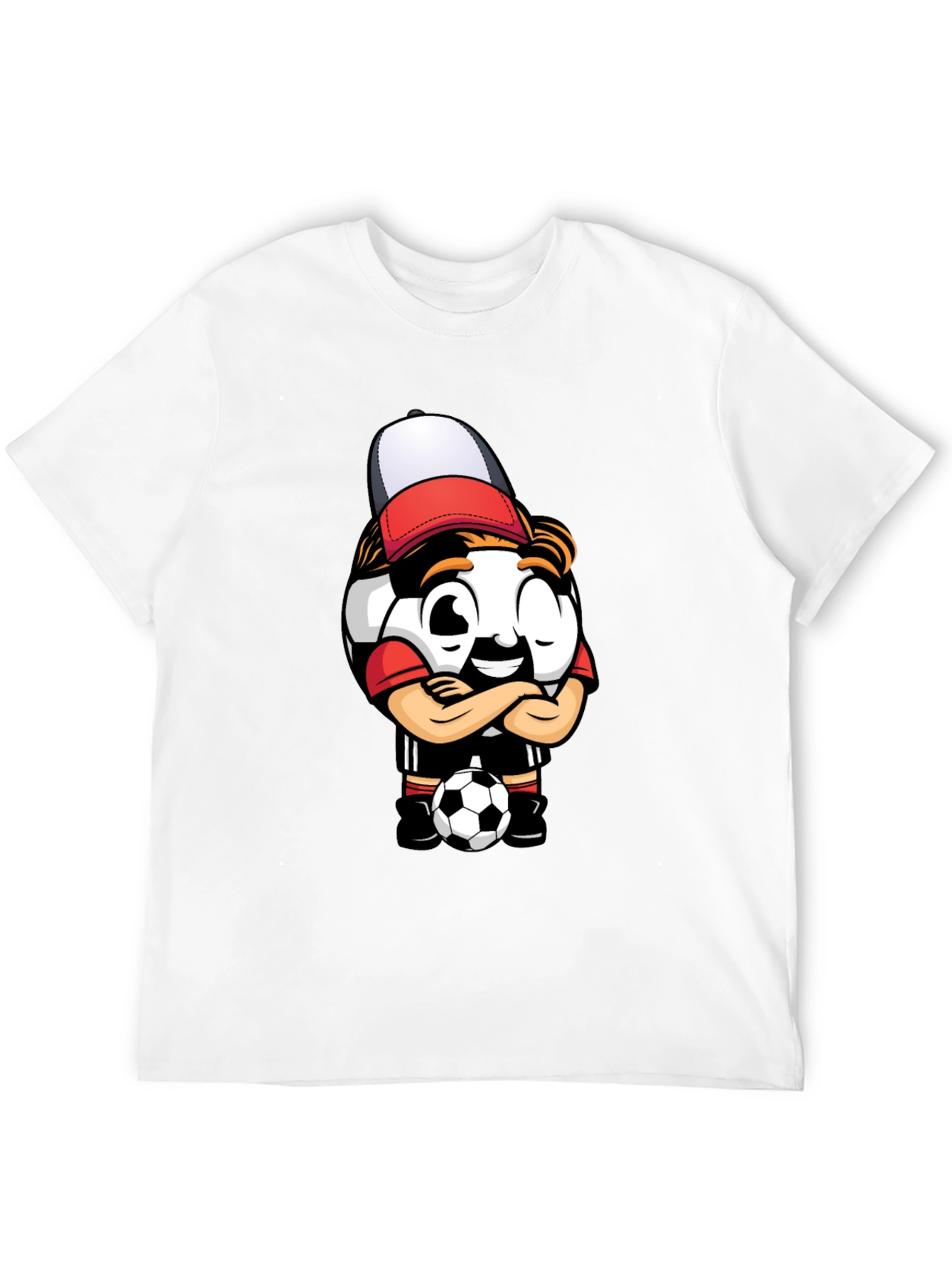 Black Soccer Ball Cartoon T-Shirt - Cool Graphic Tee view 12