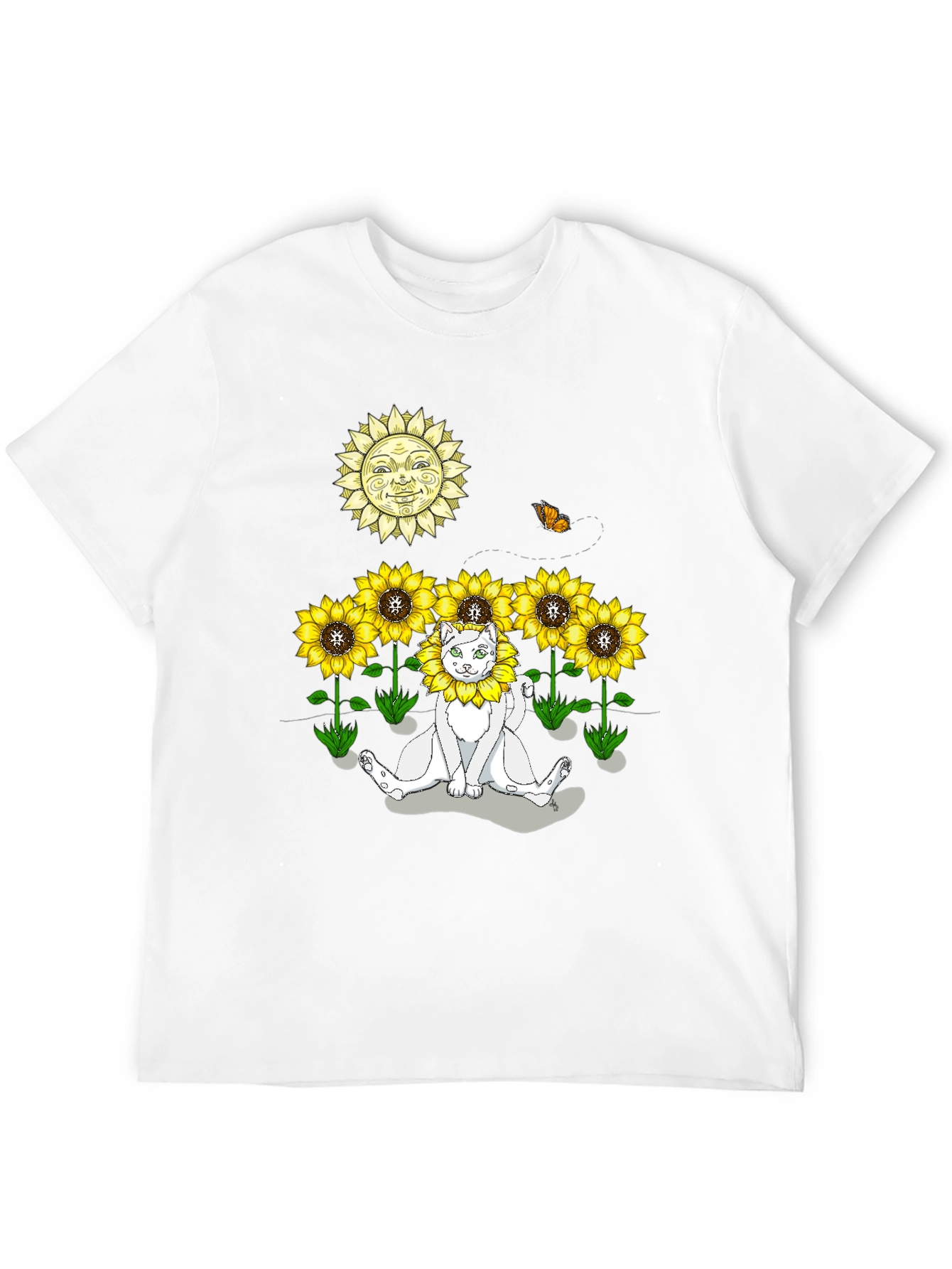 Black Sunflower Cat Graphic Tee - Black view 12