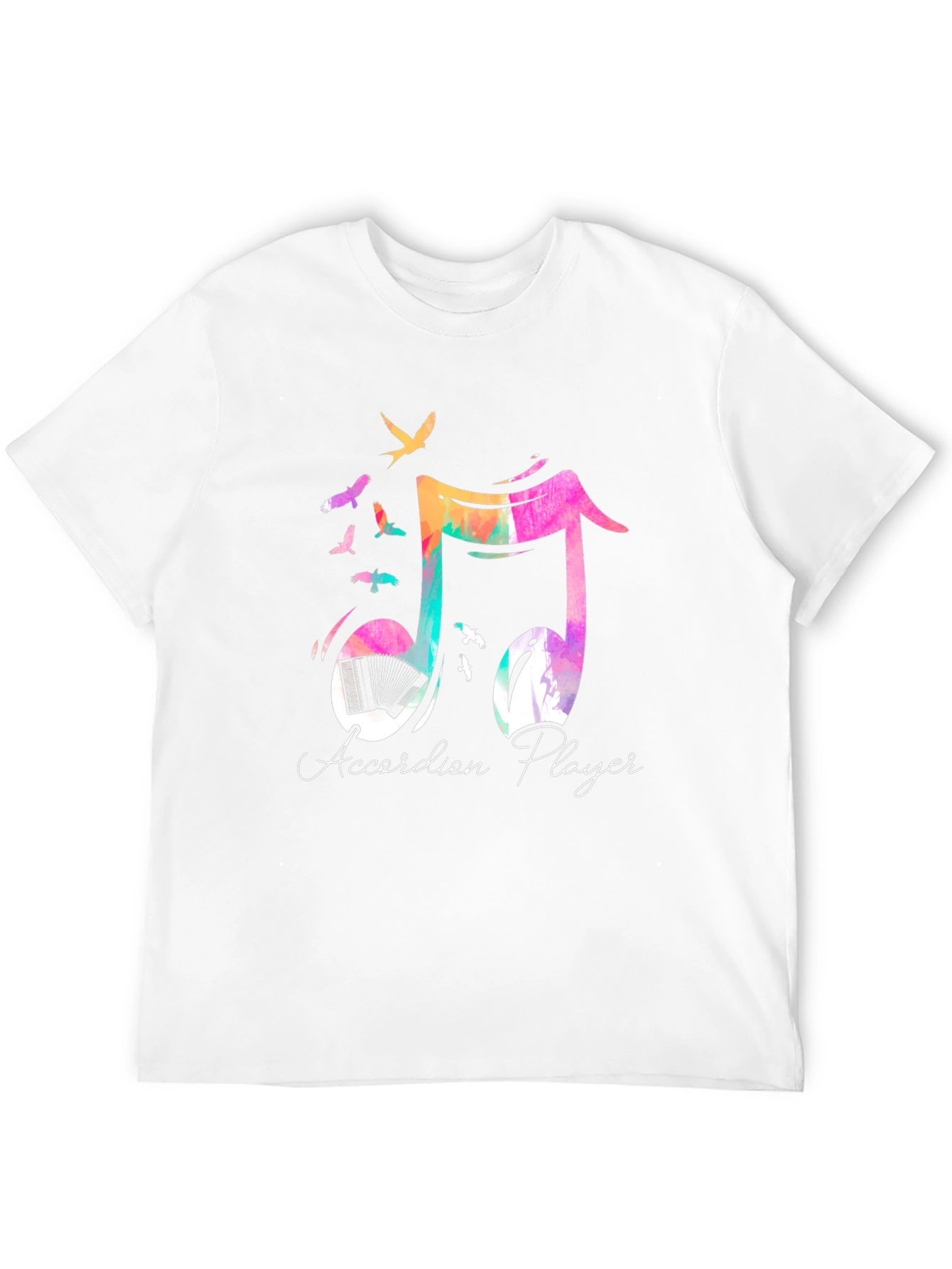 Black Accordion Player Musical Note Graphic Tee view 12