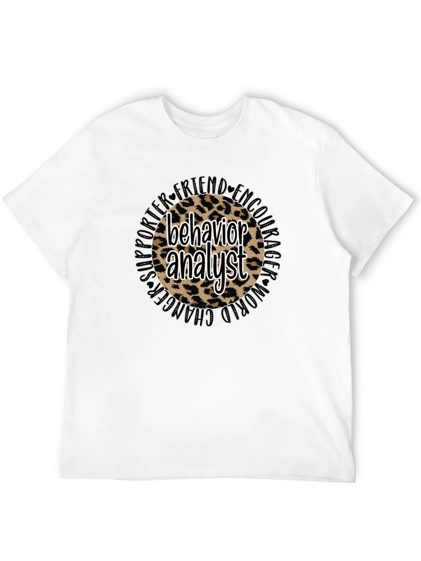 Black Behavior Analyst Leopard Print T-Shirt view 12