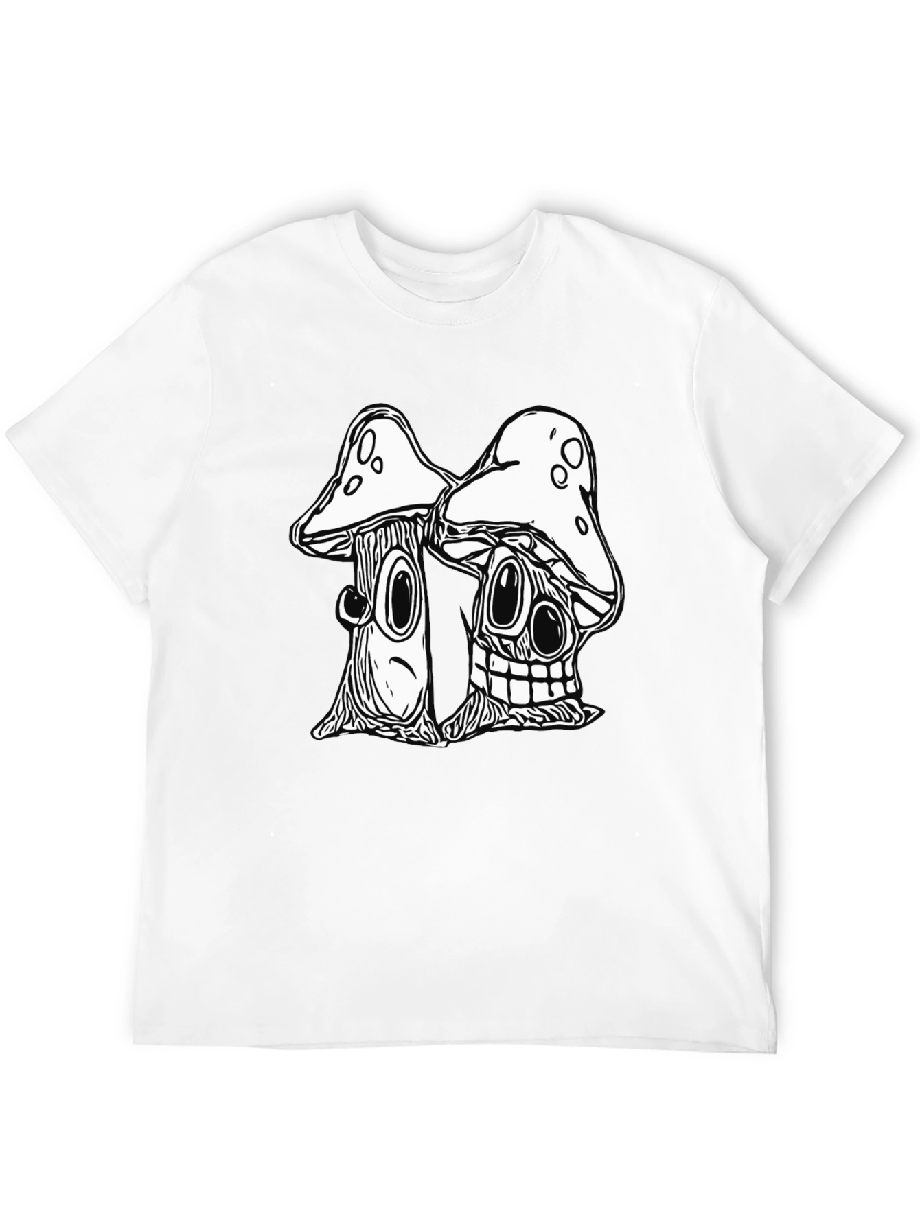 Black Mushroom Cartoon Graphic Black T-Shirt view 12