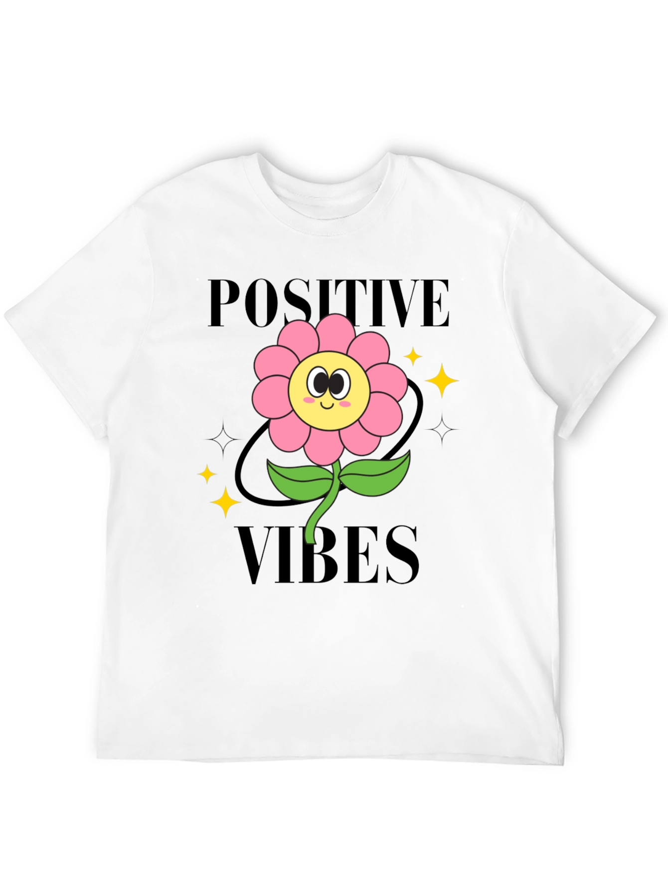 Black Positive Vibes Flower Graphic T-Shirt view 12