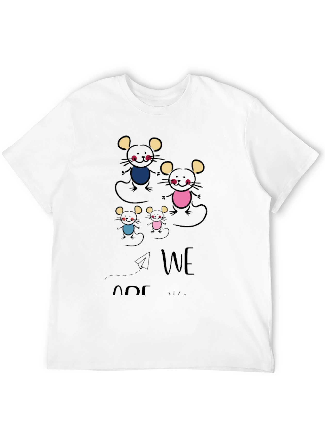 Black Cute Mouse Family Graphic Print T-Shirt view 12