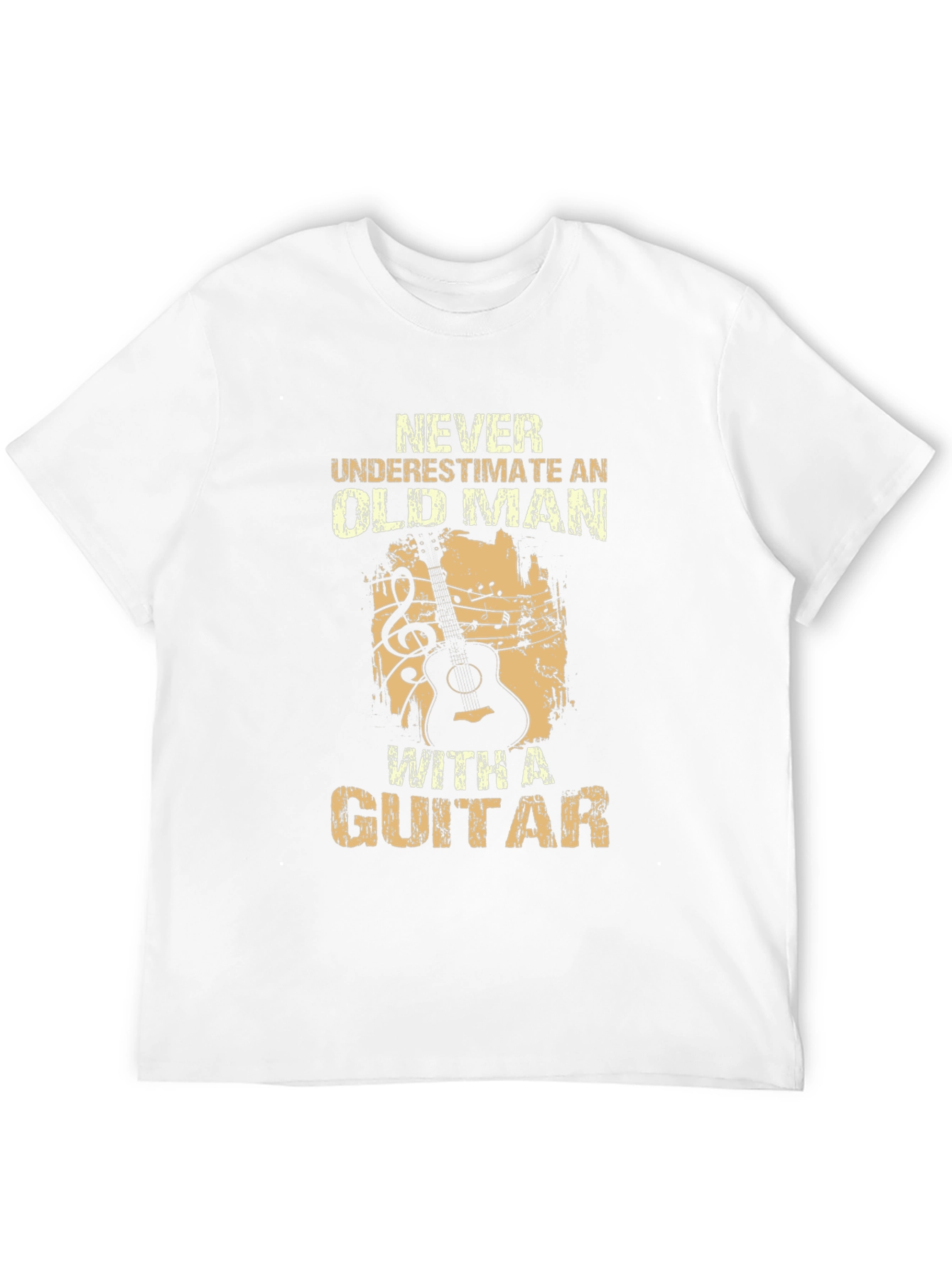 Black Never Underestimate Old Man Guitar T-Shirt view 12