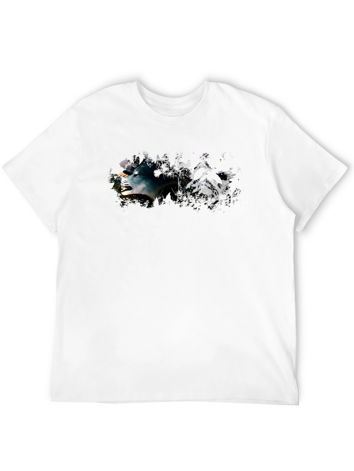 Black Black T-Shirt with Wolf Graphic view 12
